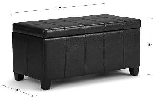 Miniatura 2 de Otomana rectangular de almacenamiento de la marca Simpli Home, colección Dover, Madera, Negro (Midnight black)