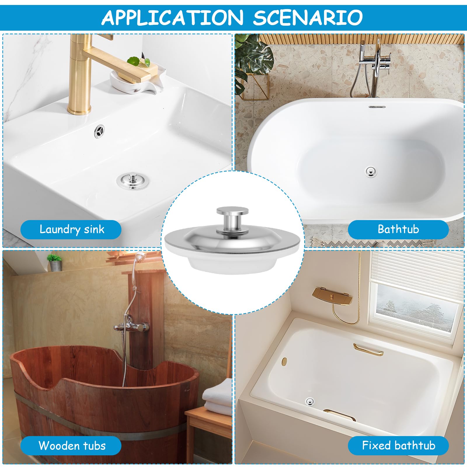YUNYU 2 tappi universali per vasca da bagno, tappi di ricambio per lavello, tappo di scarico