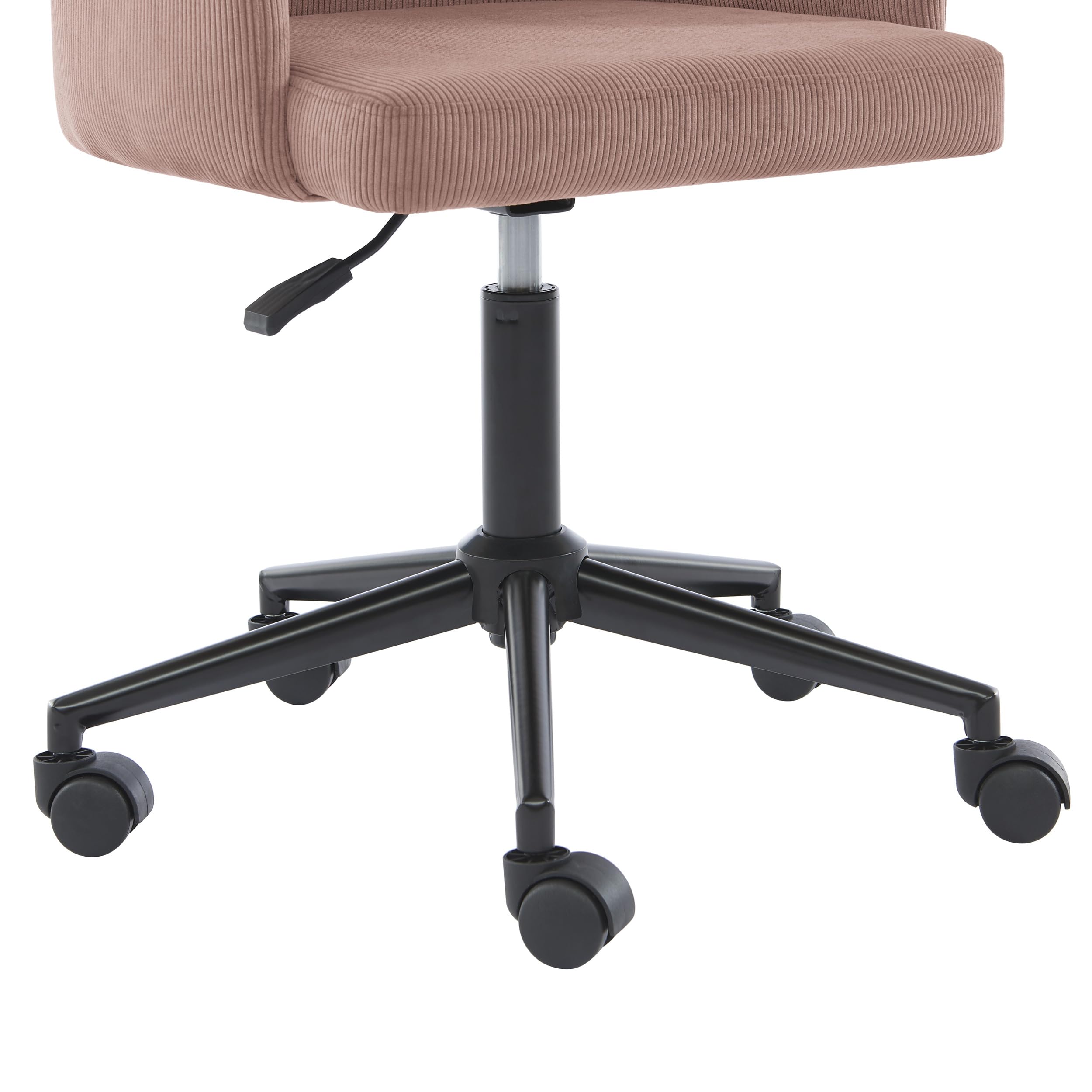 BAÏTA Fauteuil de Bureau à roulettes Barnabe avec Hauteur réglable en Velours côtelé Vieux Rose