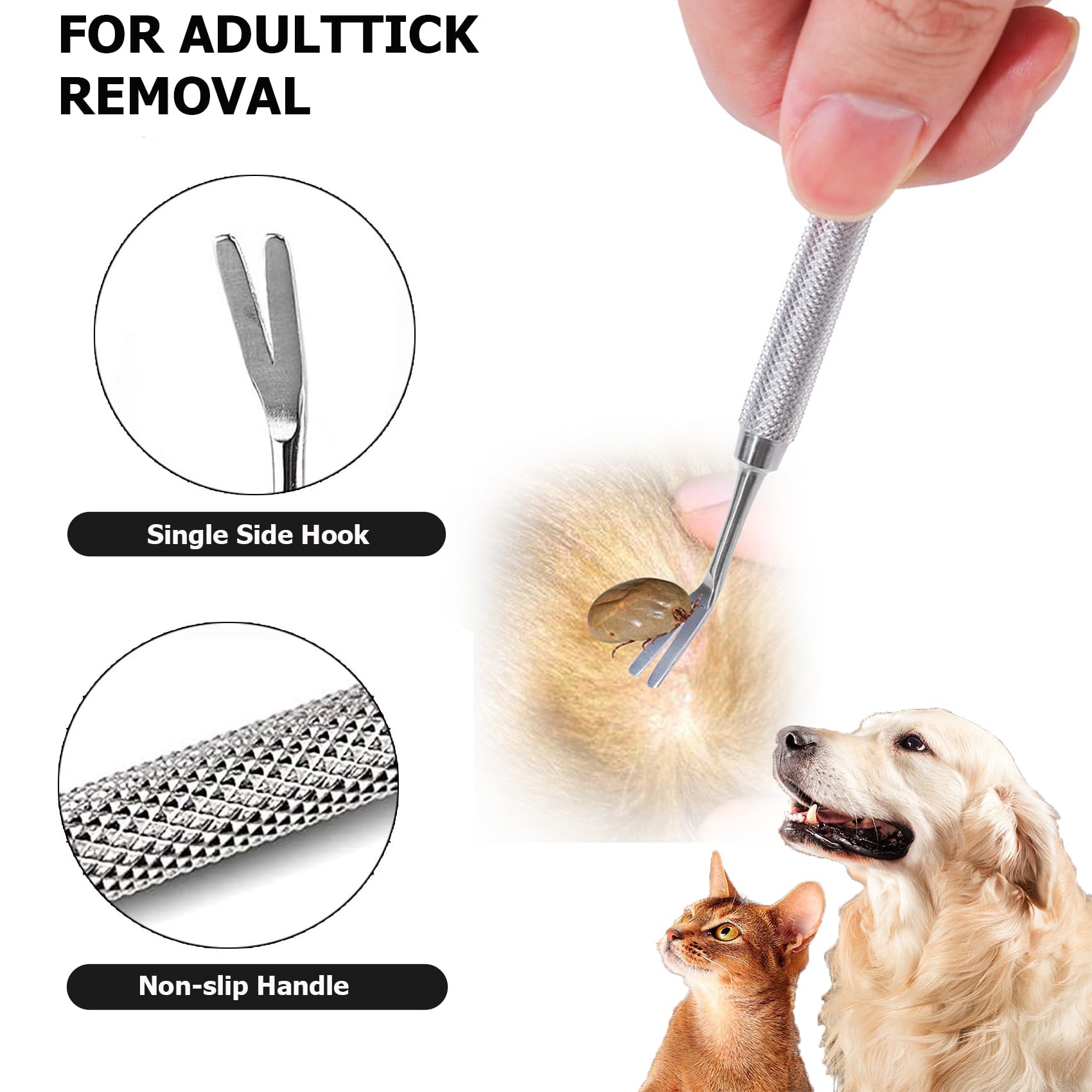 jatimdotin 3PCS Tick Remover Tools for Dogs Stainless Steel Tick Remover Set including Tweezers, Two Clips and Bag - Image 3