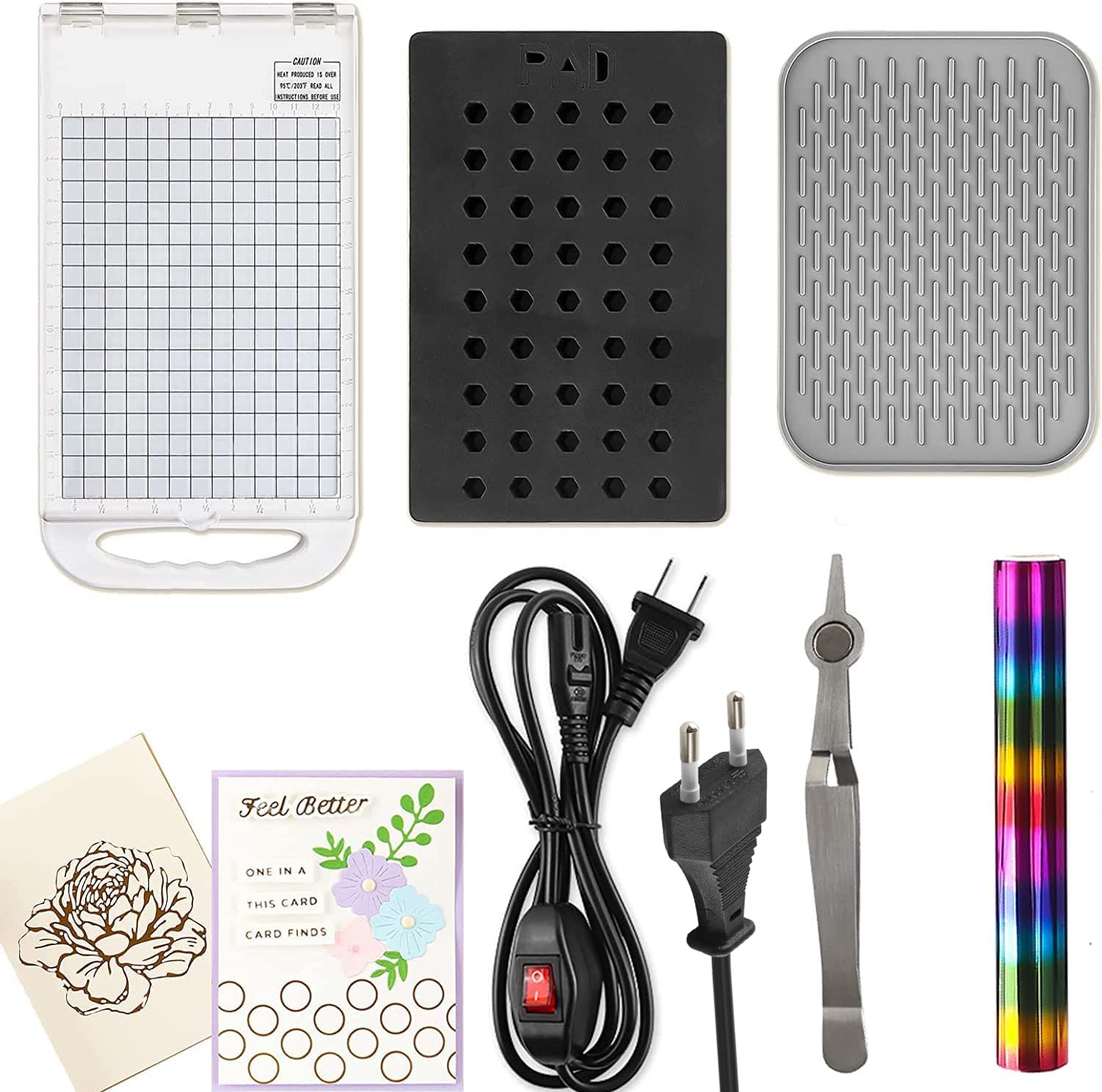 Heißprägefolienmaschine Heißfolien-Prägemaschine Heißfoliensystem für die Kartenherstellung Vinylfolientransfer Heißfolien und Pressmaschine EU Stecker 220 V Stanz-Scrapbooking Transferpresse Crafting