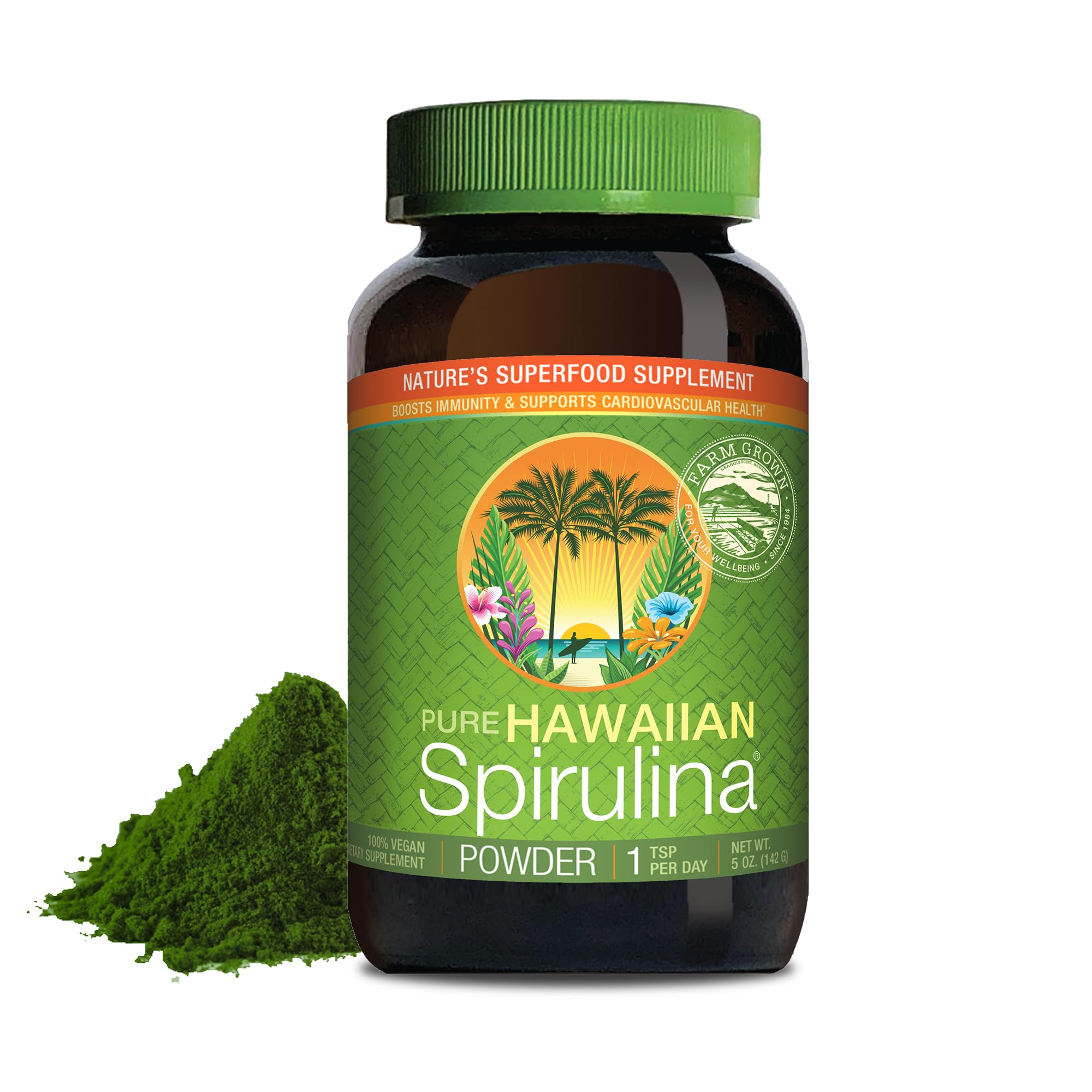 Nutrex Hawaii, Pure Hawaiian Spirulina Powder, Vegan, Supports Immune System, Heart, Cells and Energy, 5 Ounce