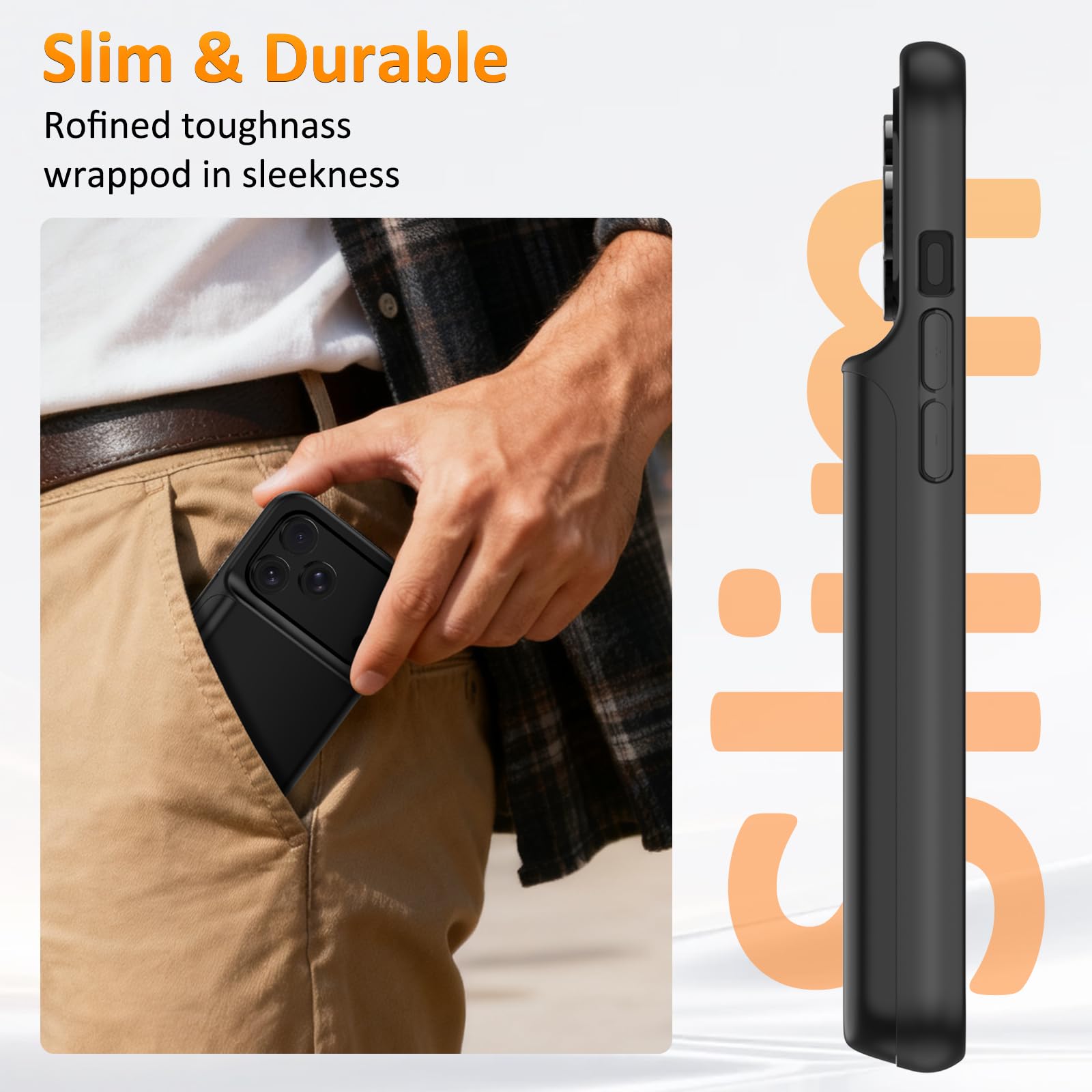 Funda de Batería para iPhone 17 Pro (6.3"), Cargador Portátil de 8500mAh, Funda Ultrafina de Batería Extendida, Cargador de Teléfono y Funda Protectora con Función de Carga para iPhone 17 Pro