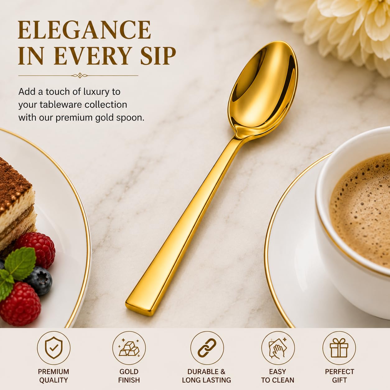Gold Copper Spoon - Luxury Tableware & Gift -6
