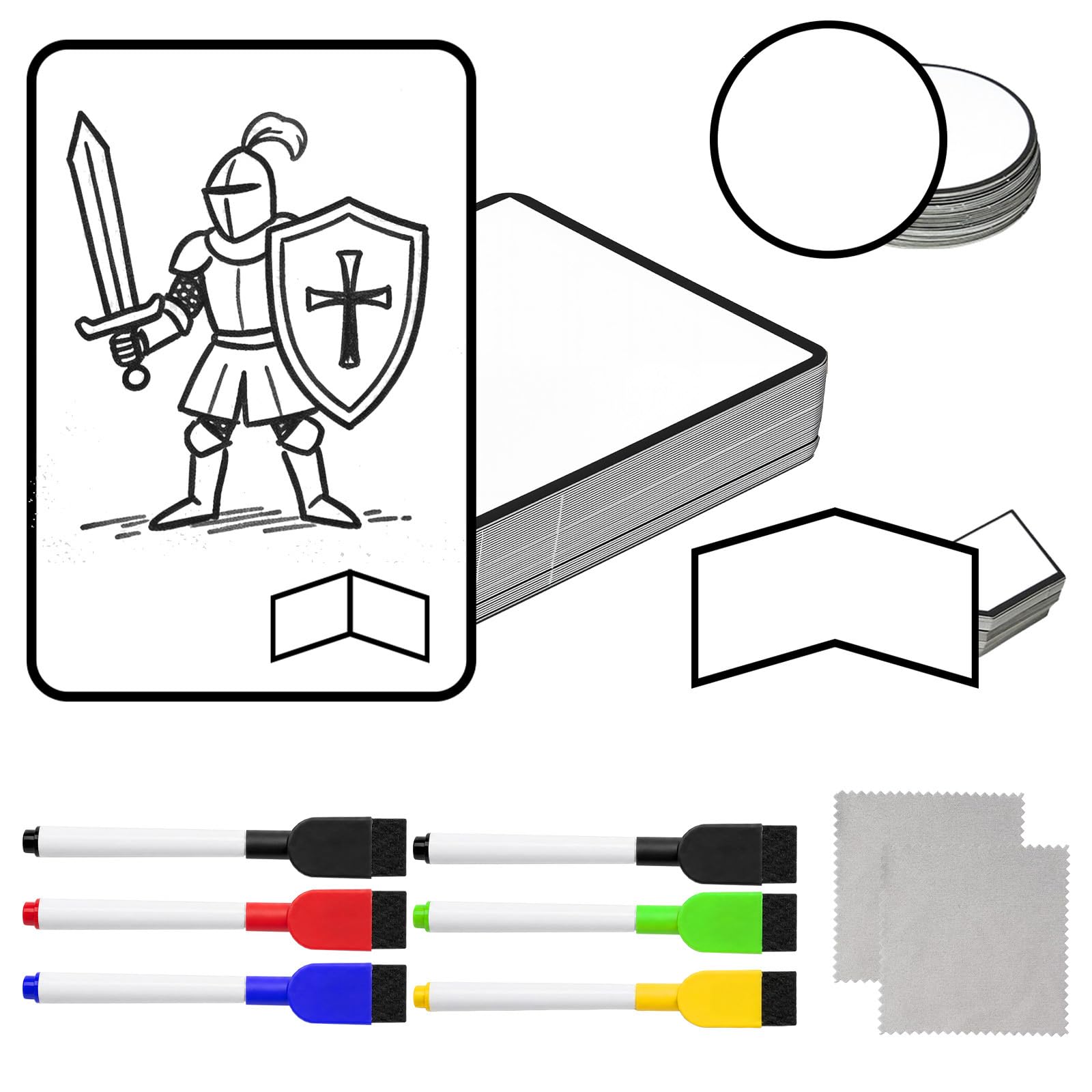 Dry Erase Tokens for MTG - 120 Pcs Custom Token Cards Set with Double-Sided Reusable TCG Counters, Circular & Chevron Tokens, 5 Markers, Erasers & Storage Box for MTG, D&D