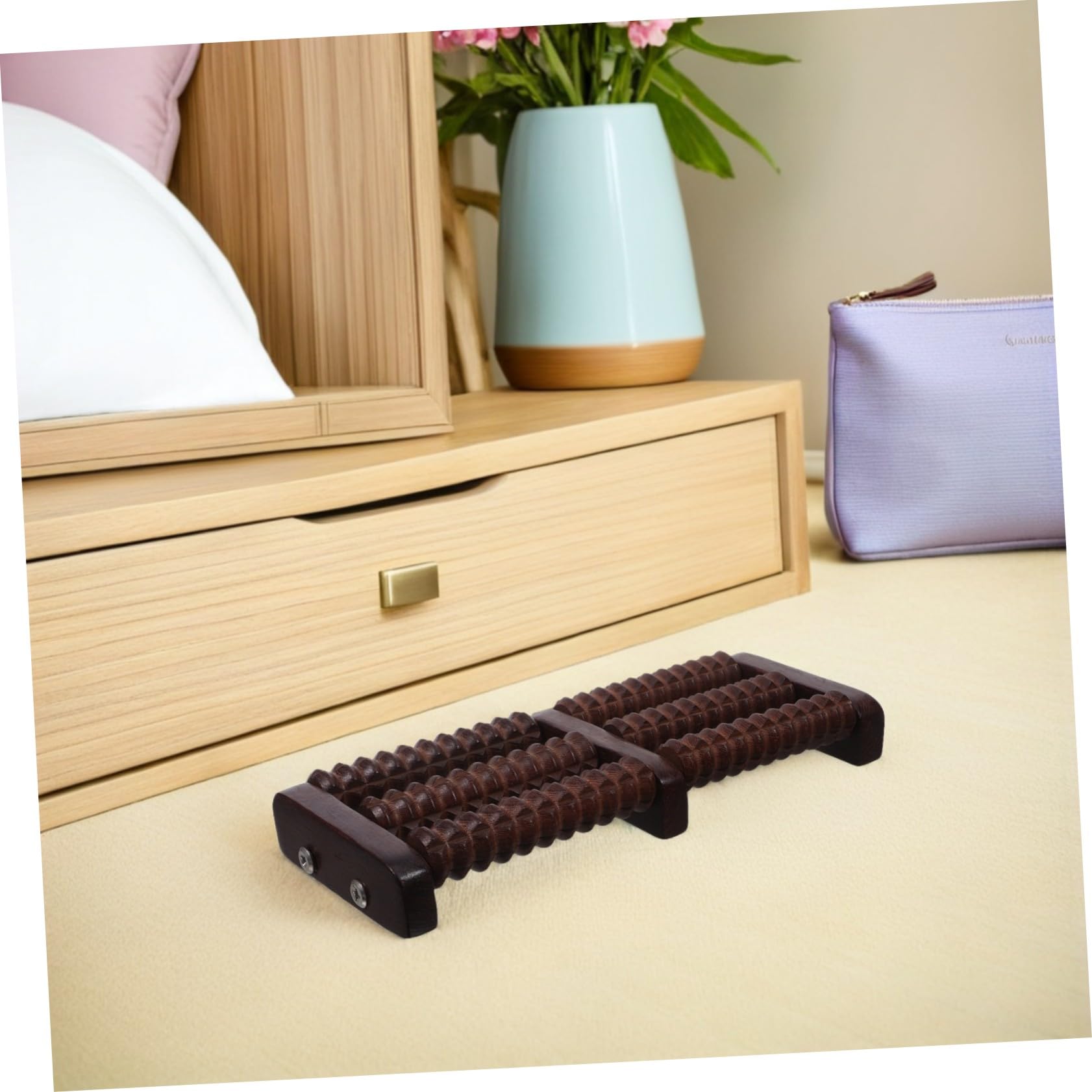 Rullo Massaggiante per Piedi in Legno Ruote per Massaggio Plantare per Sollievo da Tensione Muscolare per Riflessologia Portatile per Donne e Uomini