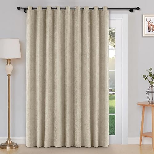 Miniatura 1 de Macochico Cortinas de felpilla 100% opacas extra anchas para puertas corredizas de vidrio, cortinas térmicas para dormitorio, sala de estar, suaves