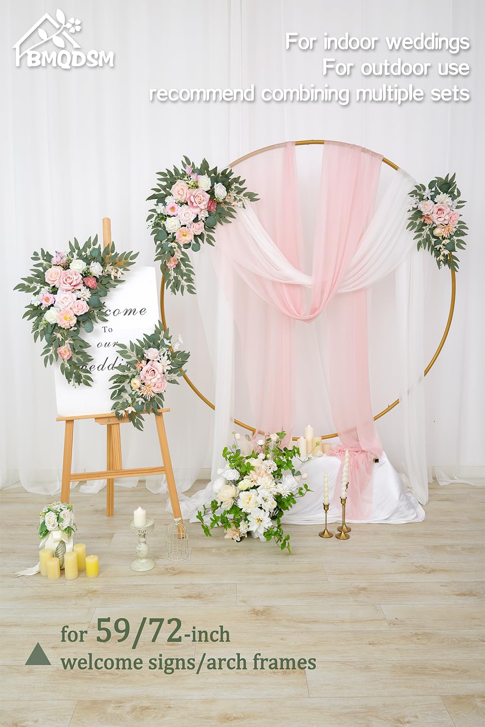 Flowers For Arch Decor BMQDSM Artificial Kit(Pack Of 2) For Wedding Decor  Ceremony And Reception Backdrop Decoration (White Wedding Arch Flowers, image size:1000x1500