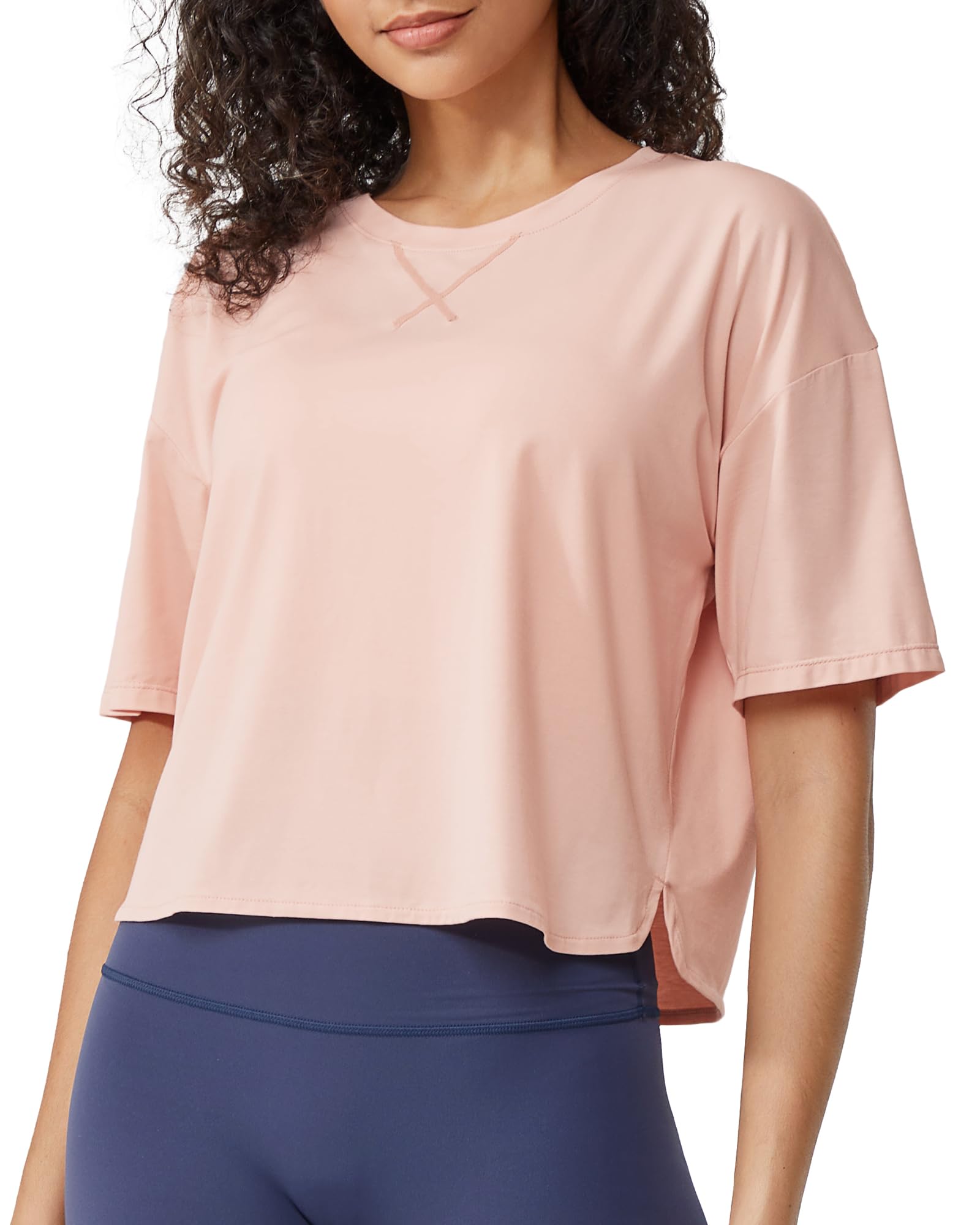 G4FreeShort Sleeve Crop Workout Tops for Women Loose Fit Cotton Basic T-Shirts