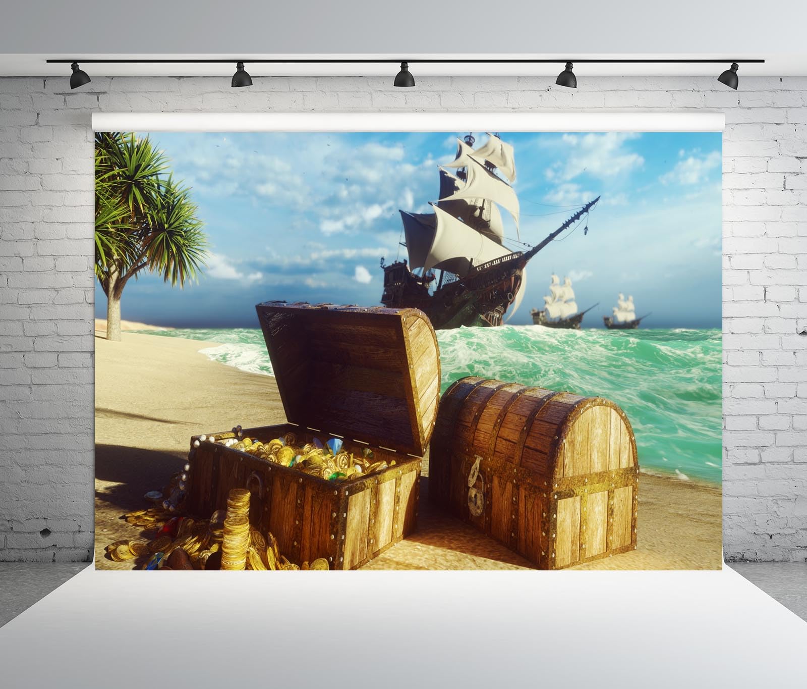 Treasure Chest Backdrop BELECO 9x6ft Fabric Vintage Pirate Ship ...