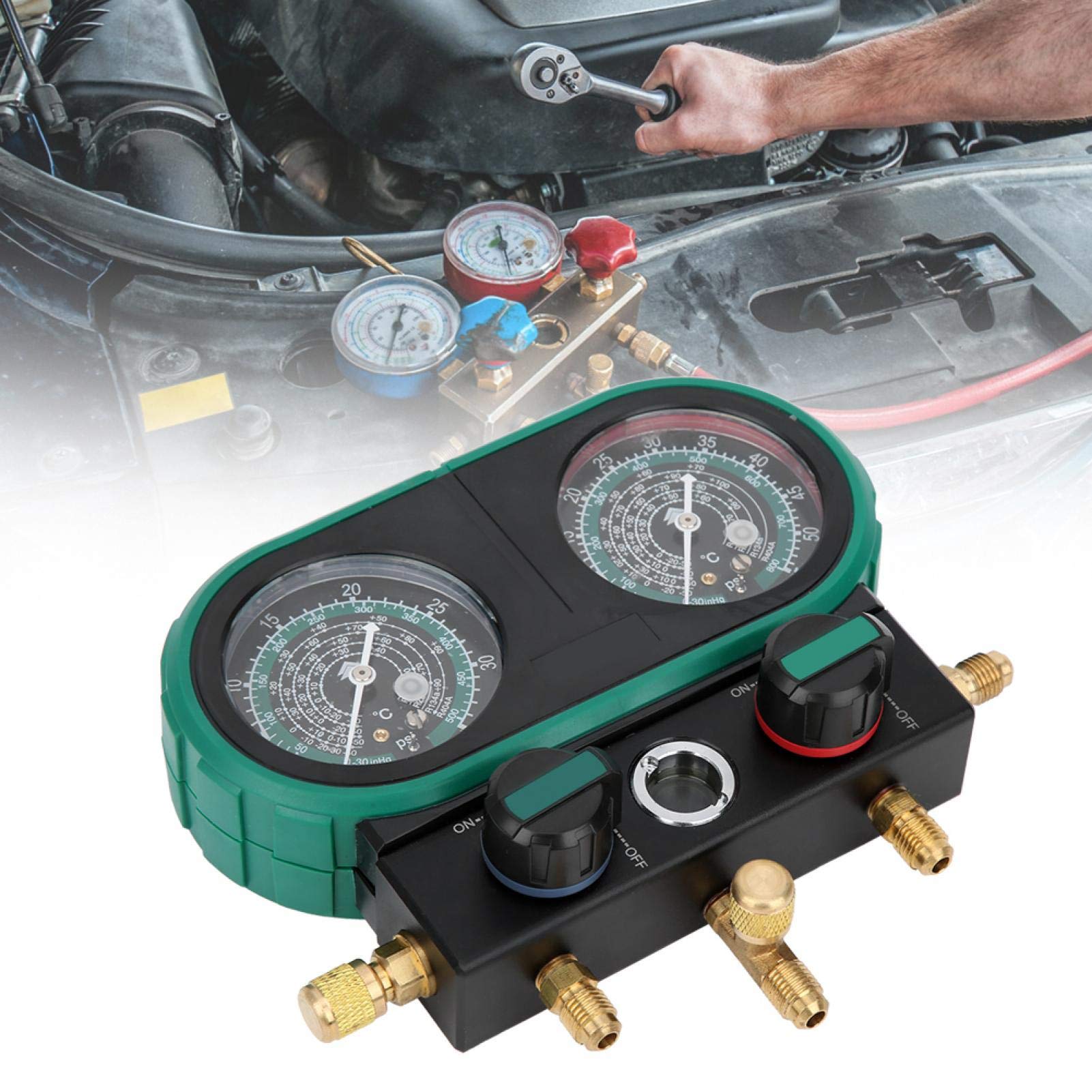 Auto Conditioning Refrigerant, Conditioning Refrigerant Dual Gauge Pressure Anti‑Collision Shell Easy Connection for Industrial for Auto Car