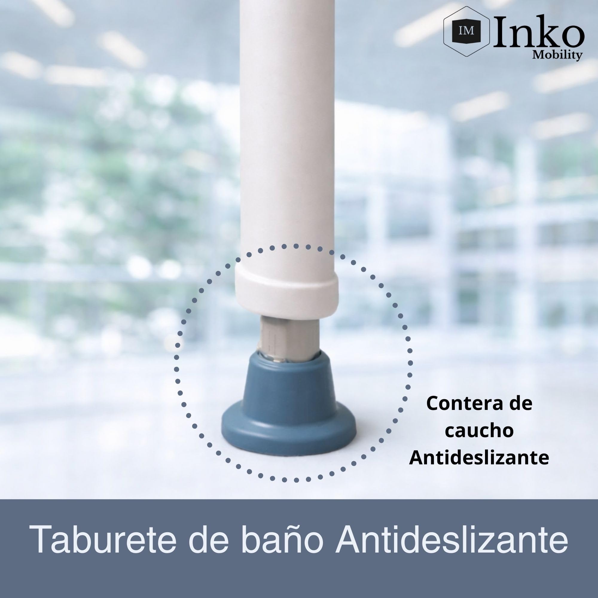 Taburete de Ducha Antideslizante para Personas Mayores y Movilidad Reducida, Altura Regulable, Asiento Seguro de Baño, Ligero y Resistente hasta 130 kg, Aluminio Blanco - Marca ESPAÑOLA