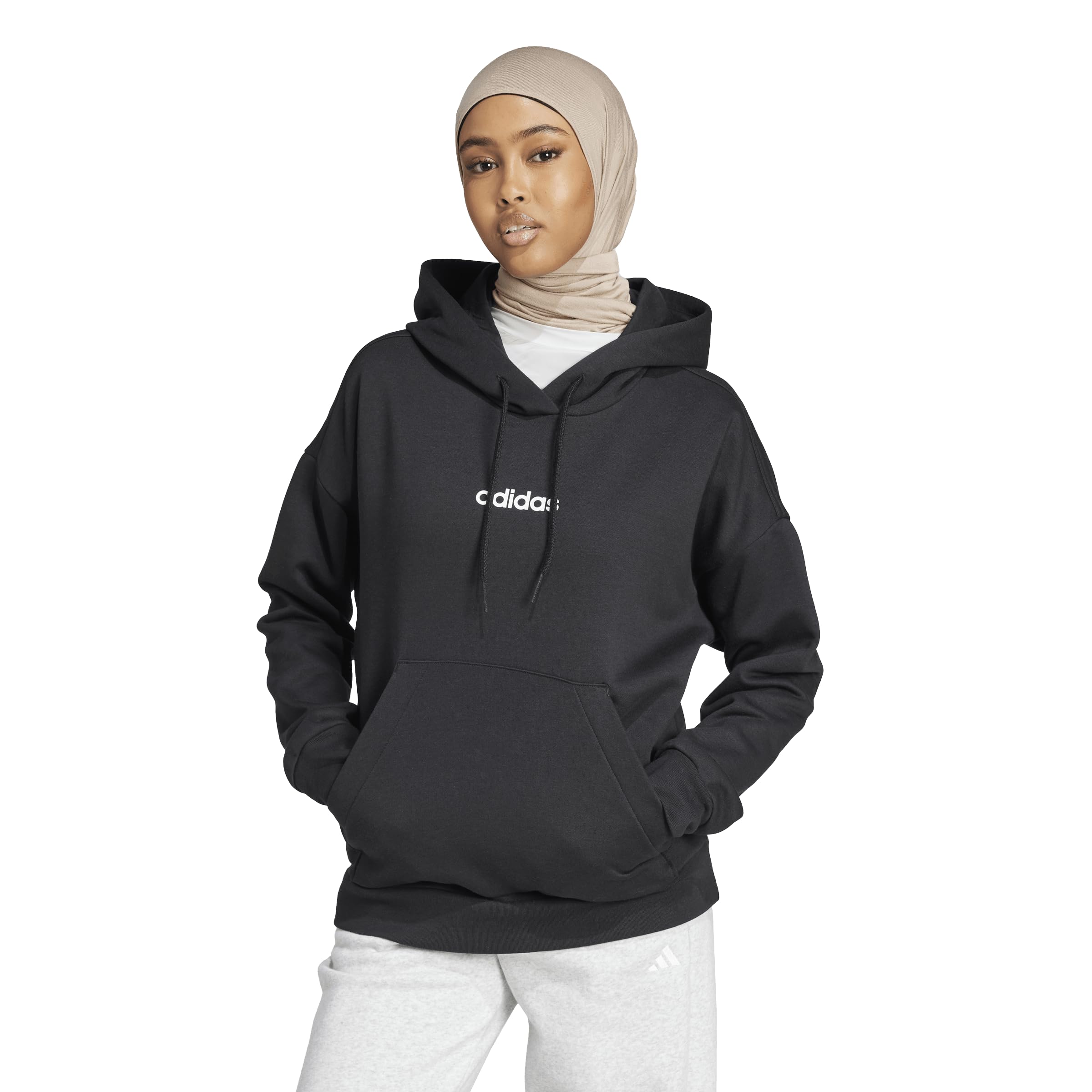 adidas womens Essentials Linear Fleece Hoodie