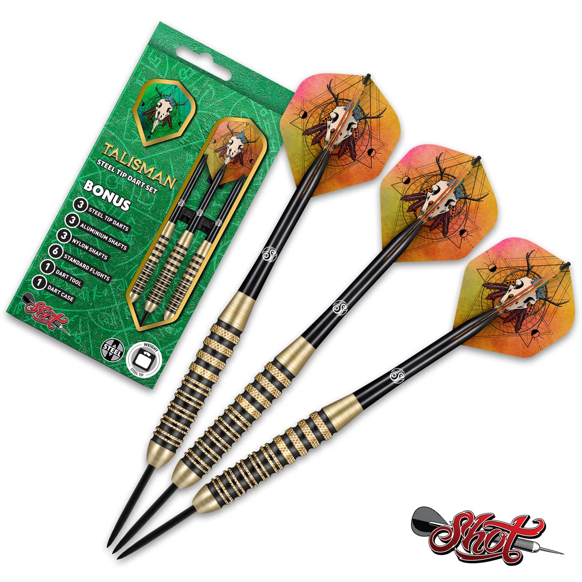 Shot! Darts Dart Set Talisman-Steel Tip, 24g, Centre Weighted