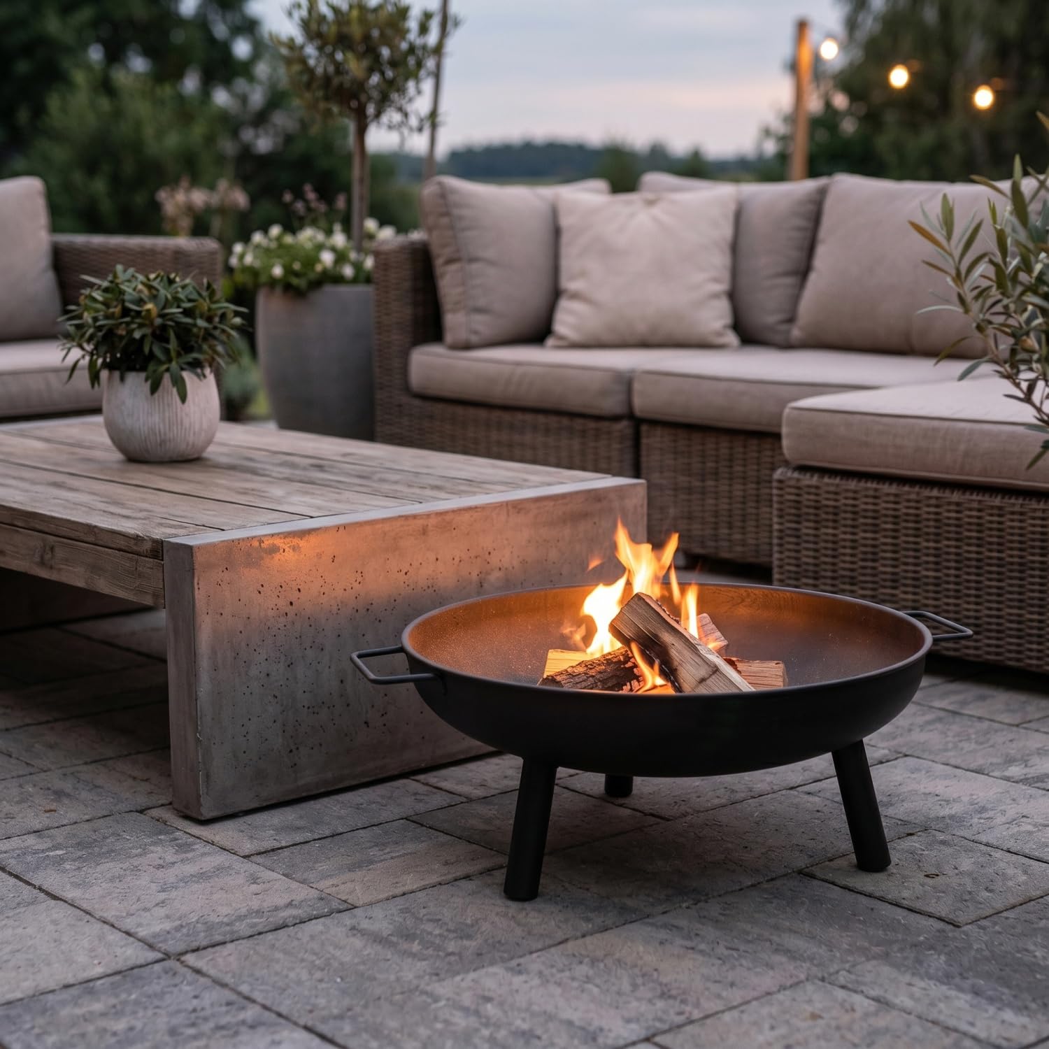 Adler Europe AD 6819 Braciere da Giardino 58cm Braciere in Acciaio per Esterno - per Legna e Bricchette di Legno