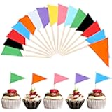 100pcs Triangle Flags Toothpicks, Colorful Toothpick Flag for Food, Blank Cupcake Topper Sticks for Cupcakes Desserts Fruit Platters Cheese Diy Cakes Shops Restaurants Wedding Birthday Banquets