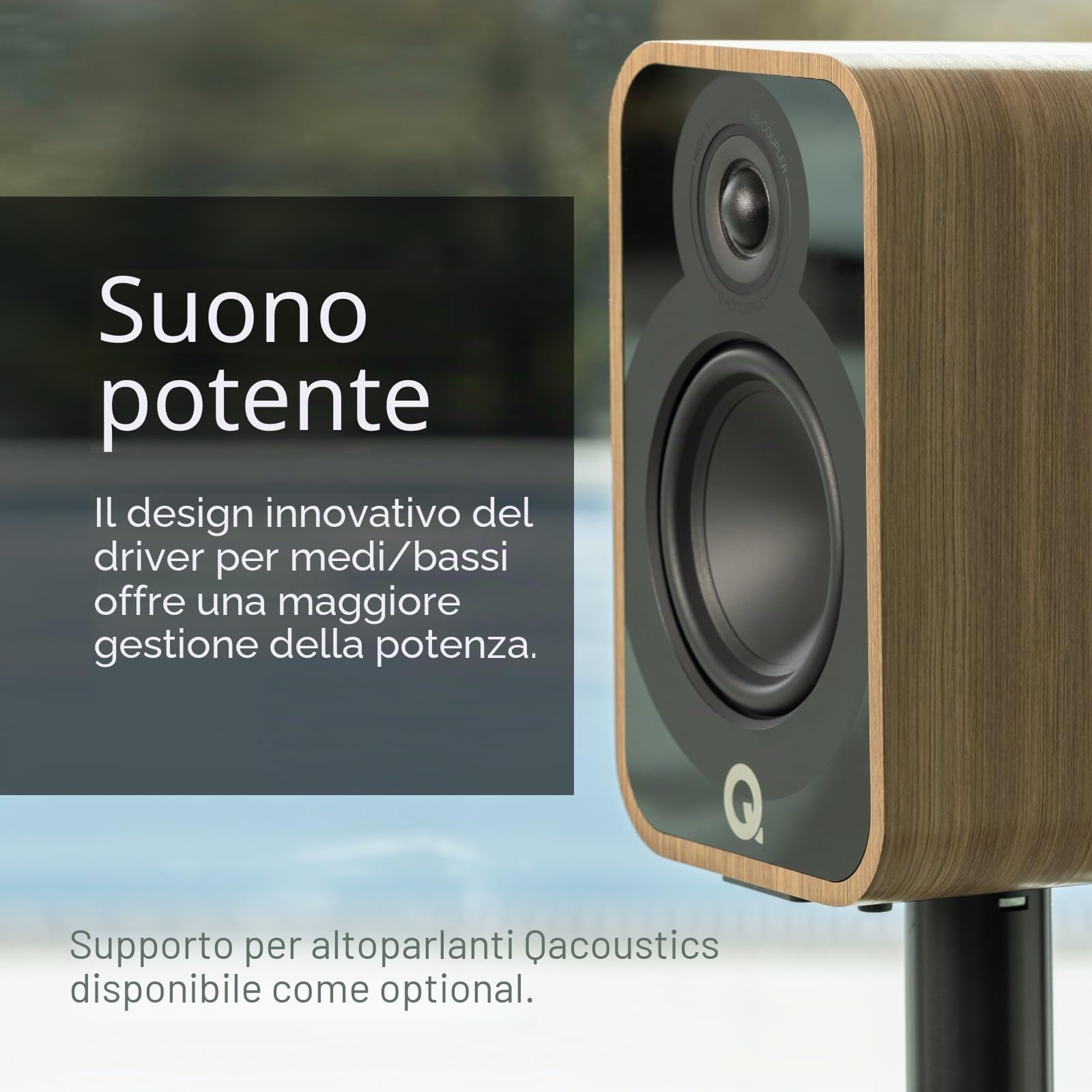 Q Acoustics 5020 Coppia di altoparlanti da scaffale nero satinato, driver 12,7 cm, tweeter 1", sistema stereo per home theater, audio surround per TV/giradischi