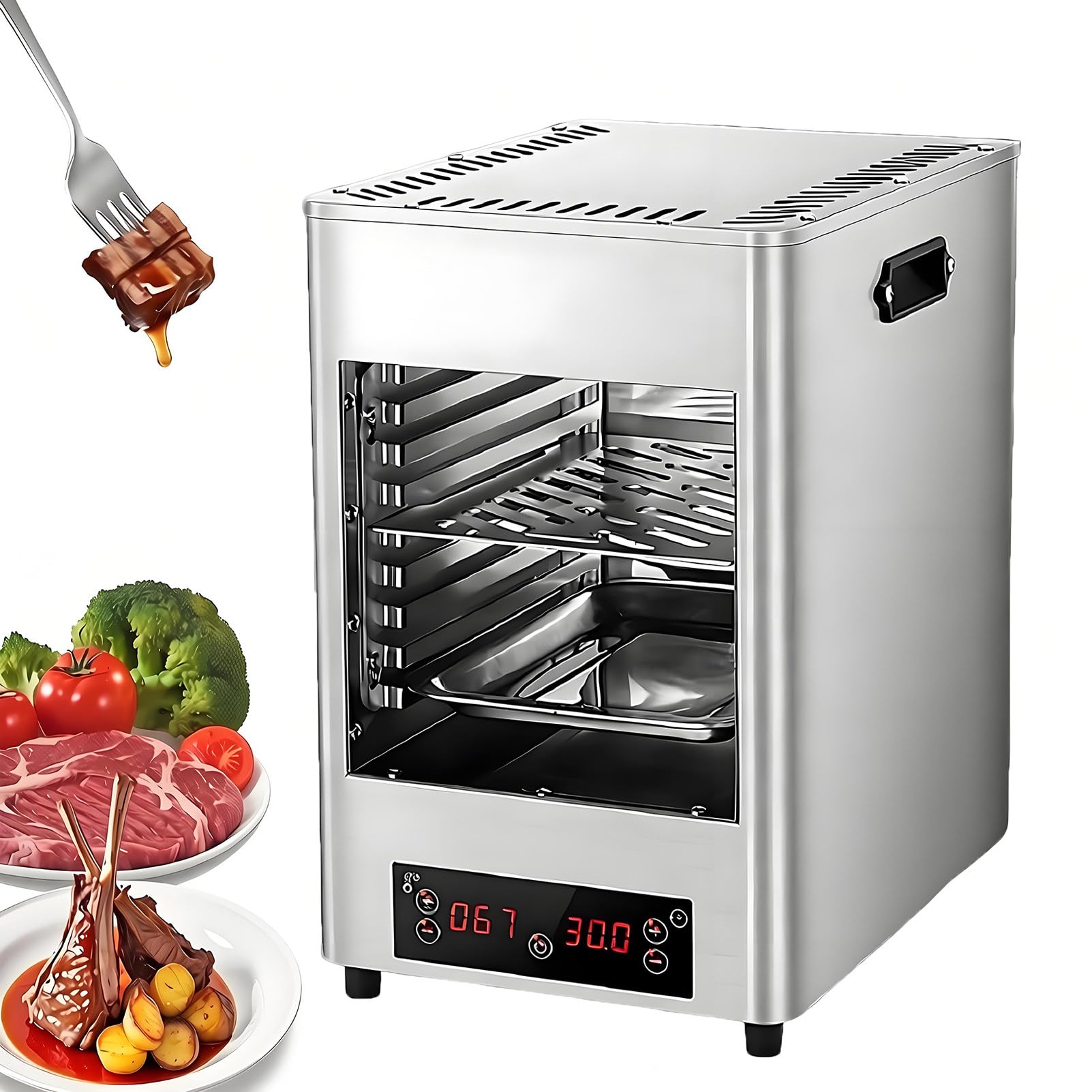 Parrilla Eléctrica para Filetes 1700w, Grill Electrico Barbacoa Silver-3Layer