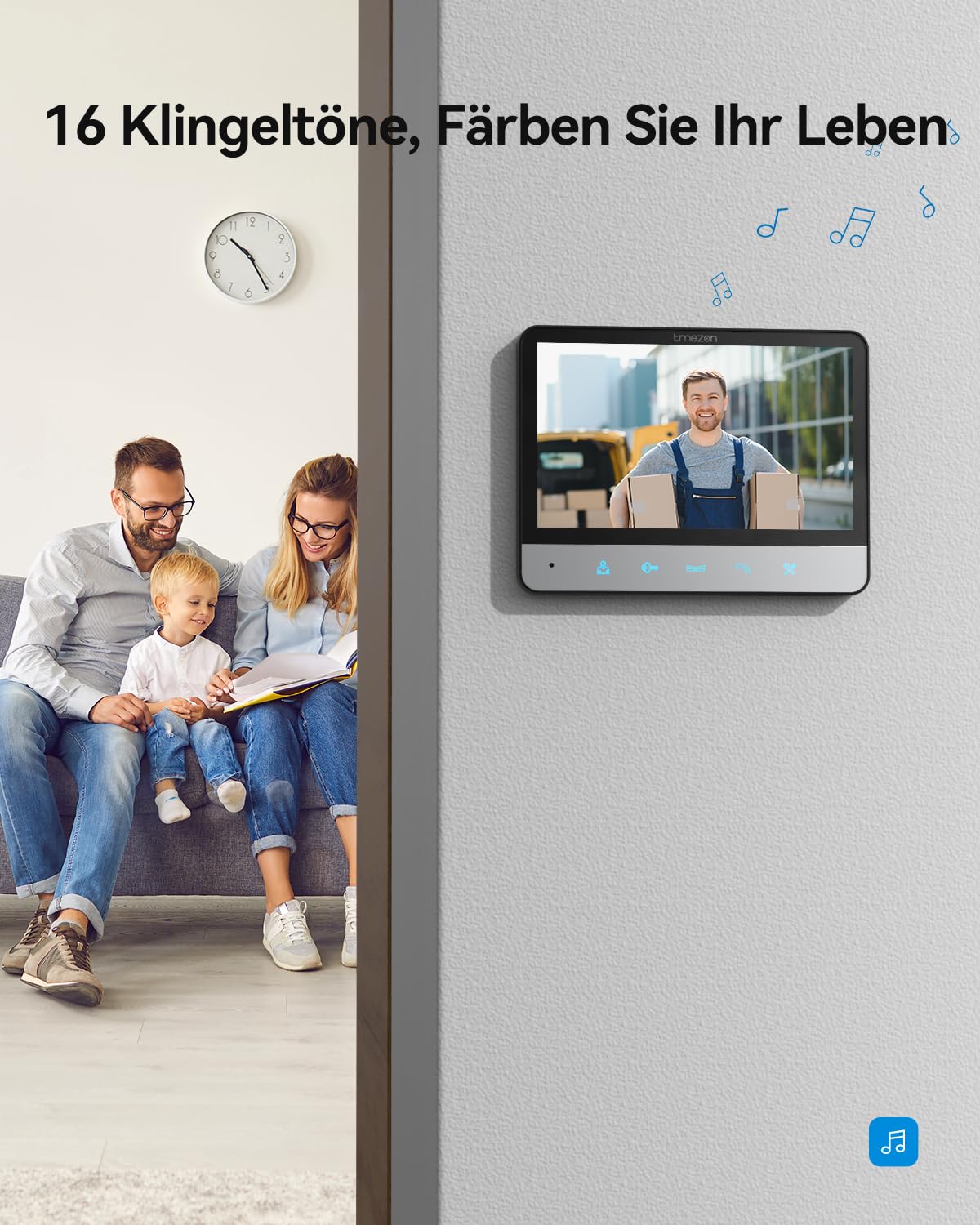 TMEZON Video Türsprechanlage 4-Draht,Türsprechanlage mit Kamera,7" Monitor mit kabelgebundener Türklingel, Nachtsichtgerät,Live-Ansicht und Konversation,Entsperren durch Monitor,16 Klingeltöne
