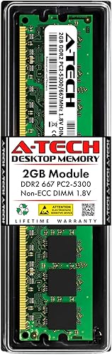 Miniatura 8 de A-Tech 4GB (2x2GB) DDR2 800MHz UDIMM PC2-6400 CL6 1.8V DIMM Non-ECC Unbuffered Módulos de memoria RAM de escritorio