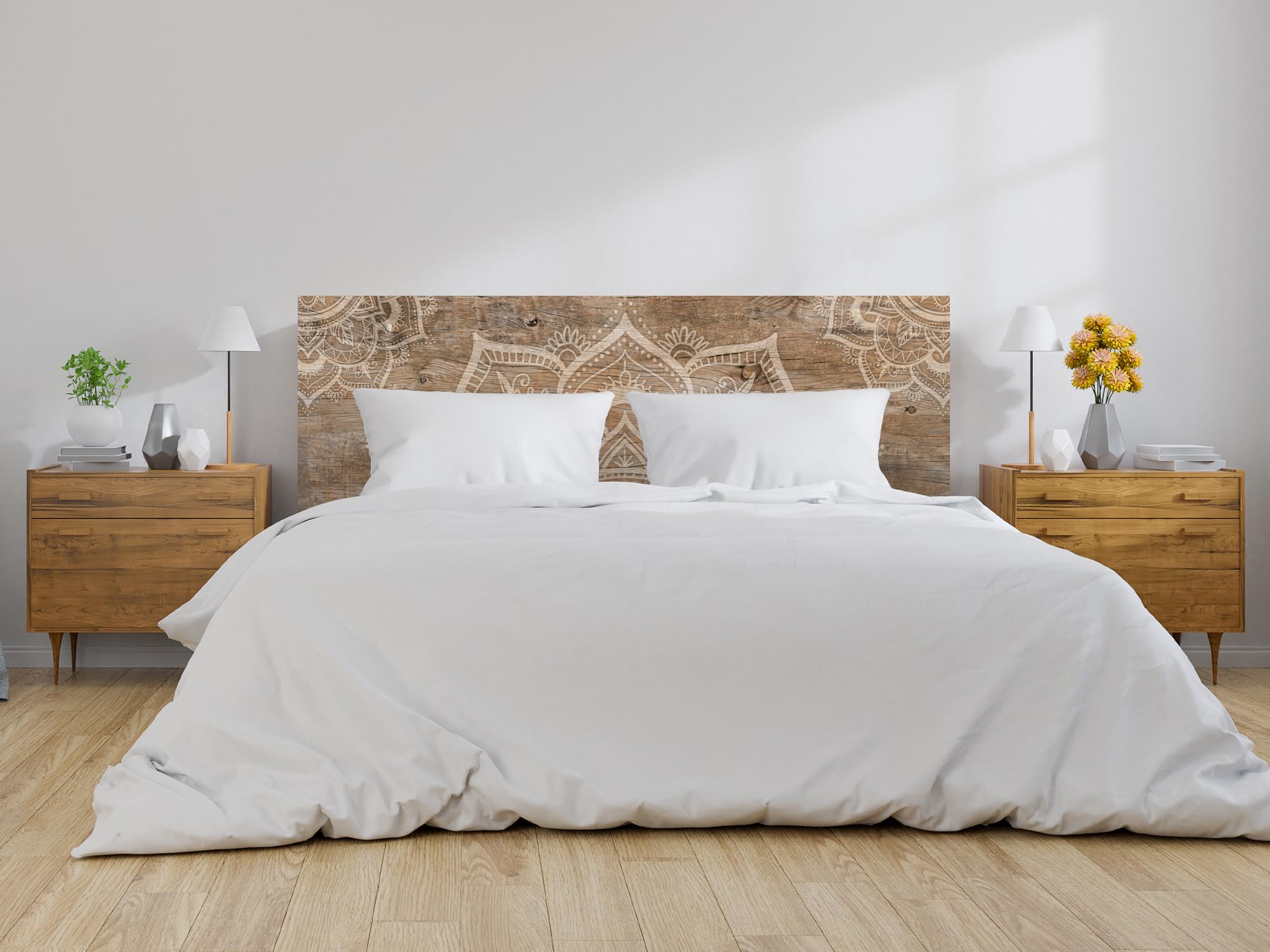 Oedim Testiere per letto in PVC effetto legno, Mandala_H132 diverse misure, leggero, elegante, robusto ed economico (Legno chiaro, Mandala_H132, 150 x 60 cm)