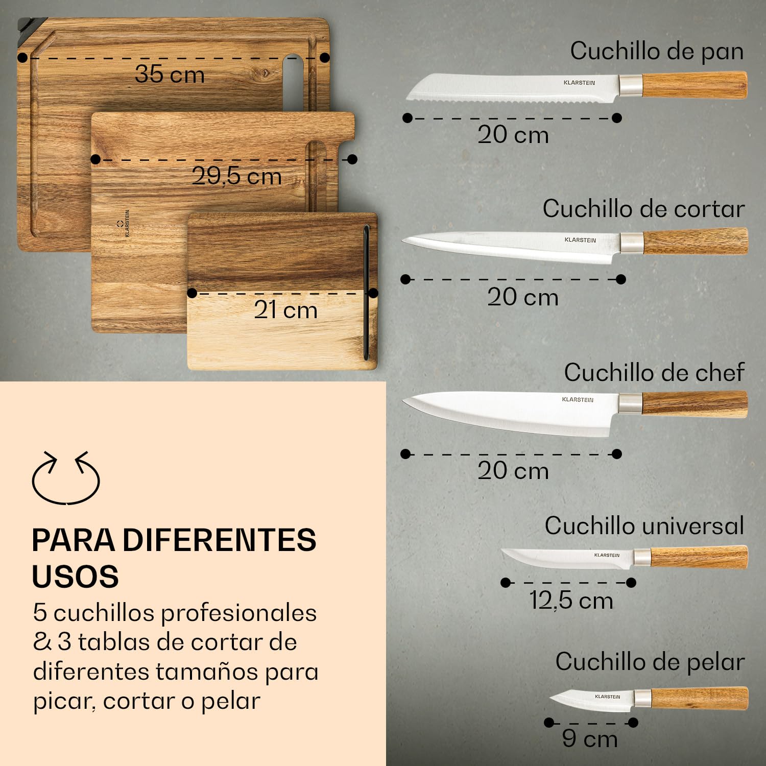 Zelite Juego de Cuchillos Cocina y Bloque Cuchillo, 5 Set Cuchillos Cocina Profesional y Tabla de Cortar Acacia con Afilador, Juego de Chef Acero Inoxidable Profesionales, Anti Arañazos