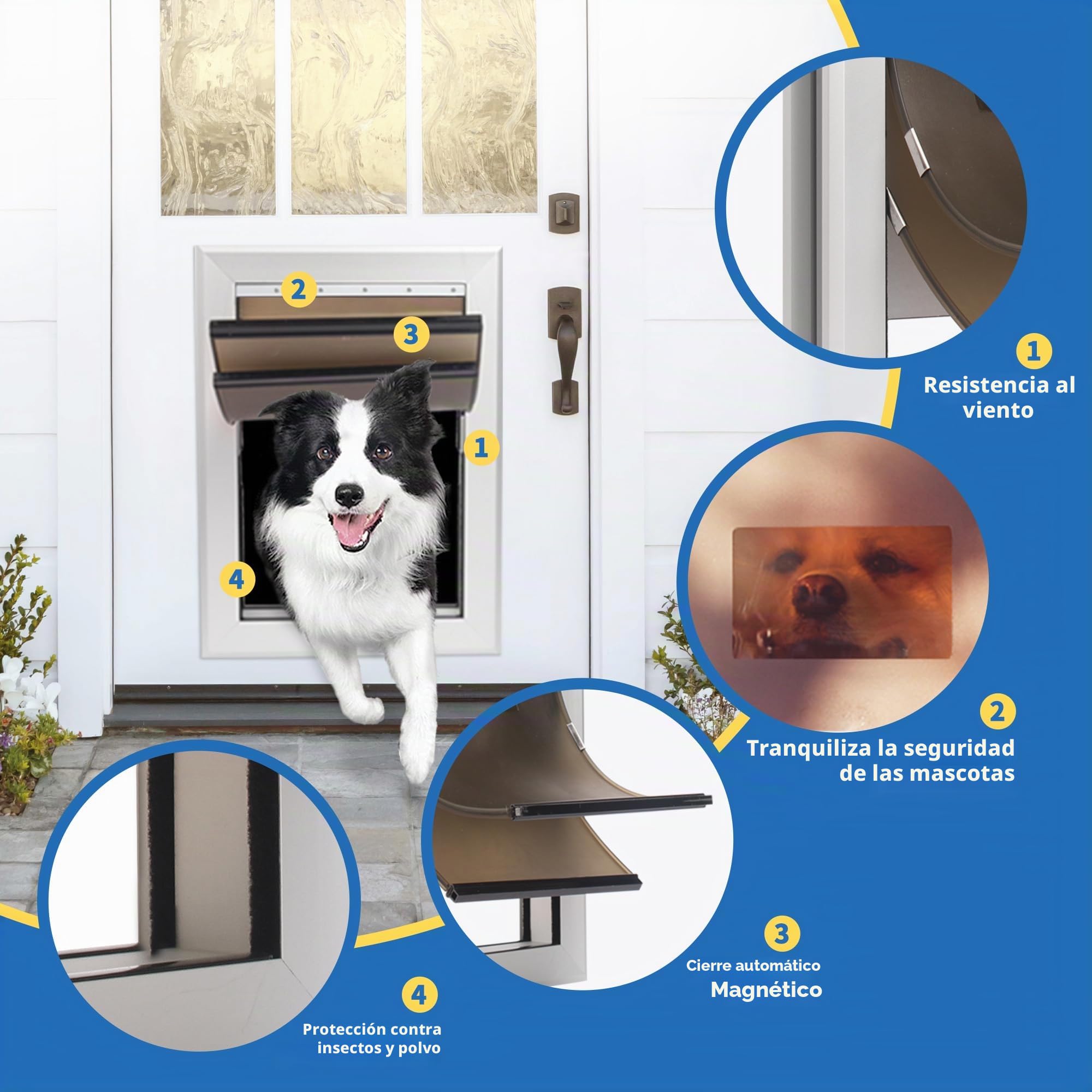 Puerta para Perros Grande de Aluminio Resistente, Puertas Mascotas con Cierre de Seguridad, Resistente a Climas Extremos, hasta 100 kg, Tamaño XL