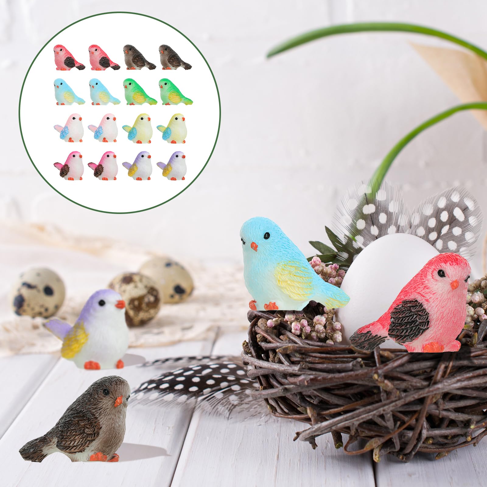 Amazon.co.jp: ミニチュア鳥の置物 16個 - ミニ樹脂鳥の装飾 ドール