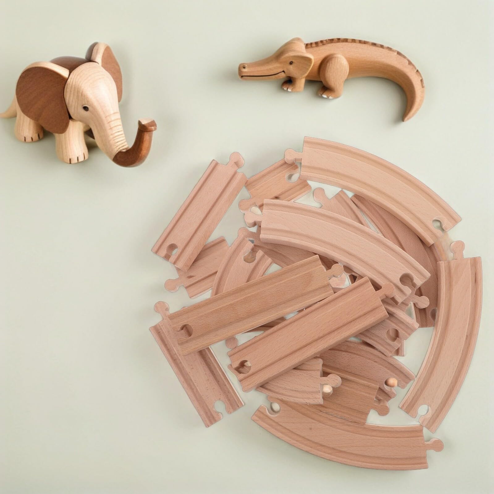 20pezzi Binari Treno Legno Accessori Espansione Binari Treno Giocattolo Dritte e Curve Giocattolo per Ragazzo Ragazza Ragazza Miniatura in Legno