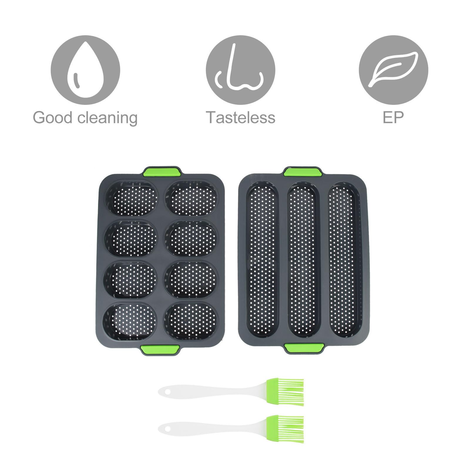 ABOOFAN Molde de Pan de Silicona para Hornear 8 Cavidades y 3 Ranuras para Baguette, Herramienta para Mejorar Habilidades de Panadería DIY y Profesional
