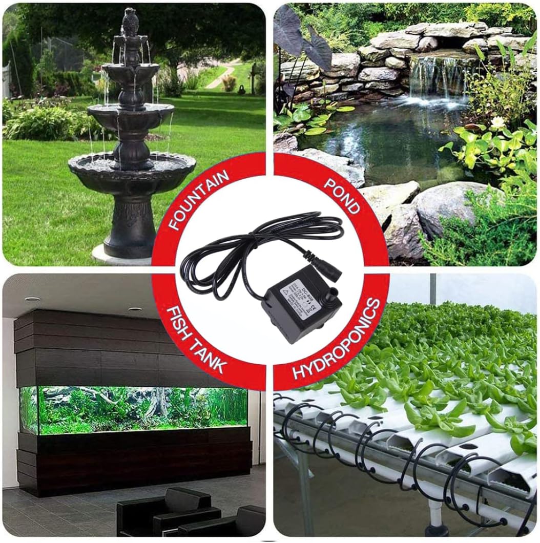 Solar Fountain Pump, DC 6-12V 5W Solar Bird Bath Fountain Pump Replacement with 1.46m Cable, Mini Submersible Water Pump, Small Pond Pump for Outdoor, 146cm image 4