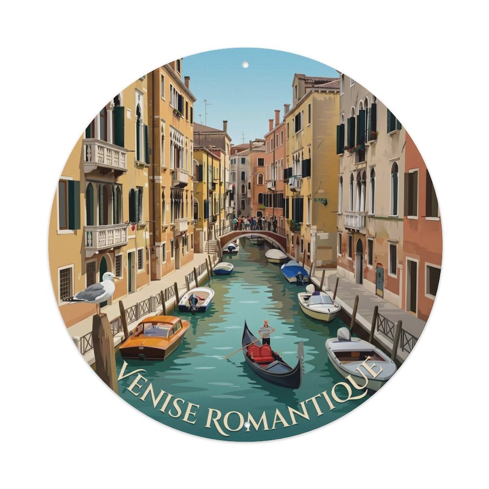 Vintage Travel Venice Waterway Destination Metal Tin Sign Plaque