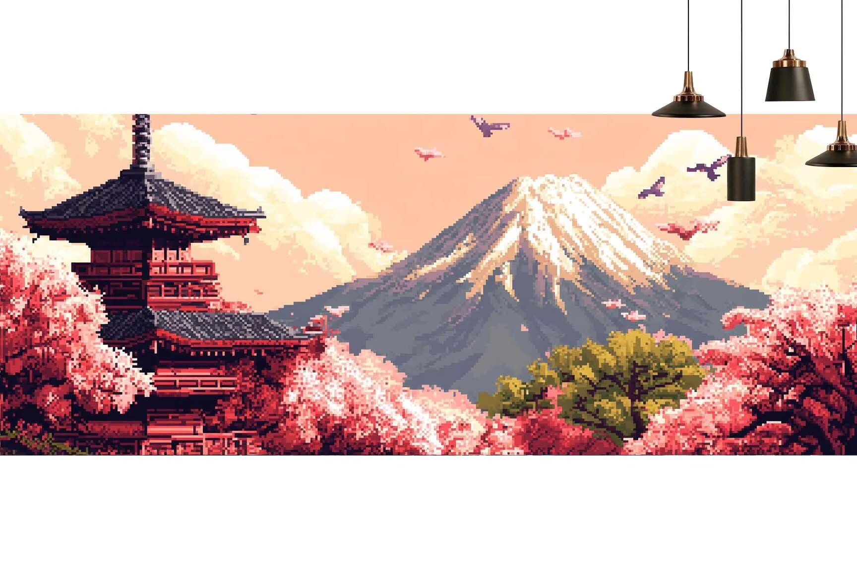 Japon Diamond Painting Fleur Diamond Painting Enfant Broderie Kit Complet, 5D Peinture Diamant Point de Croix Cristal Artisanat,DIY Tableau Strass Diamant Canevas Débutant Kit, Gifts 60x120cm M685