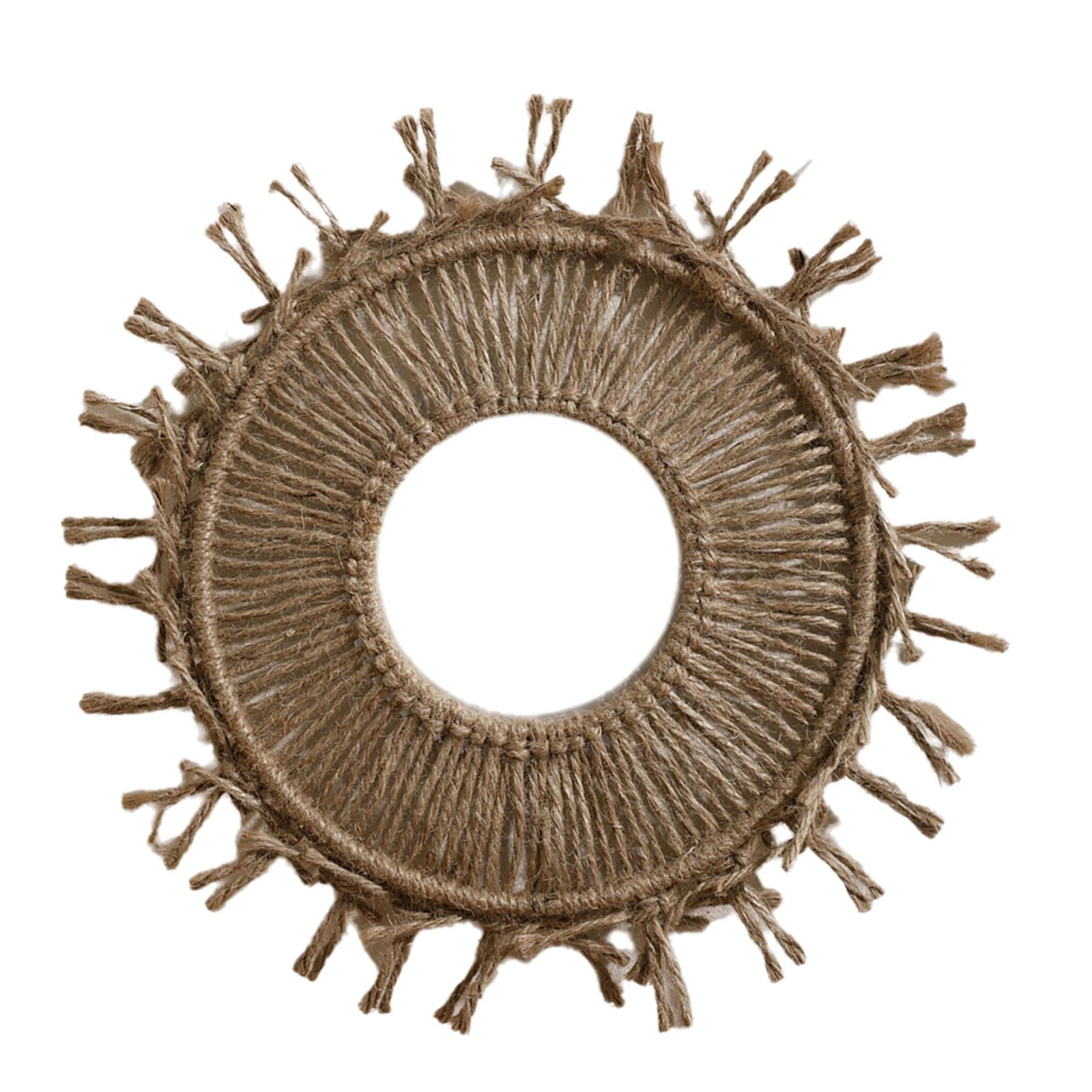 Mekalero Round Wall Mirrored with Cotton Rope Weaving Fringed Tassels Macrames Hanging for Contemporary Home Decors Artistic Decorative