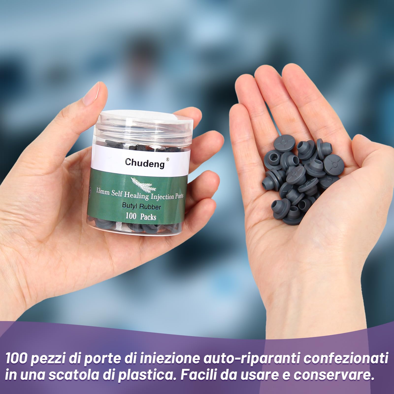 Tappi in gomma per fiale da 13 mm (100 conteggi), porte di iniezione autoguarigione per funghi, fiala di vetro e barattoli di coltura, sterilizzabili a vapore e utilizzabili ripetutamente