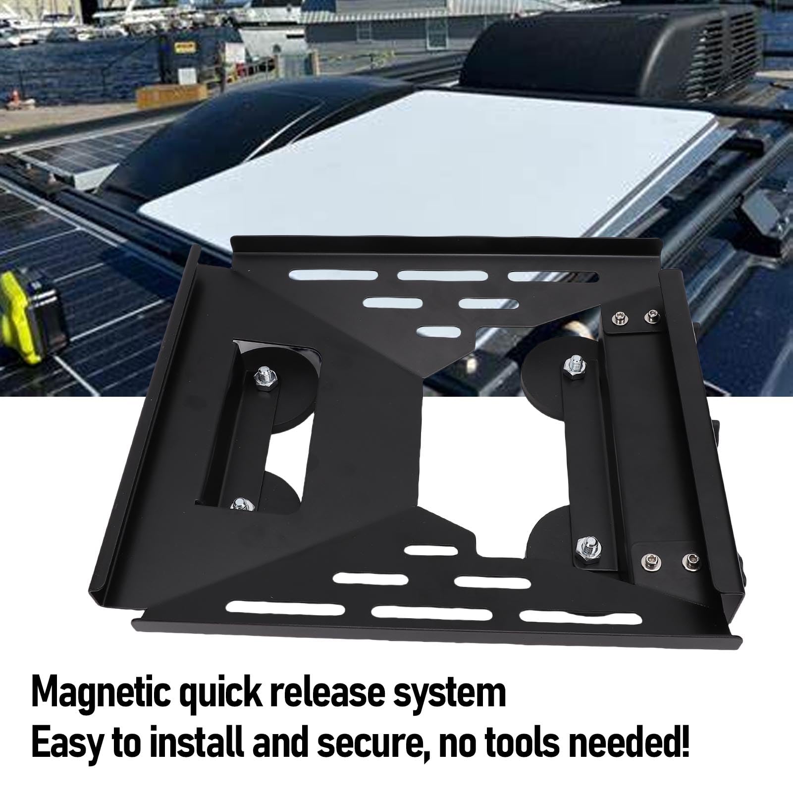 Satellite Mount Mounting Kit, Magnetic Satellite Dish Holder with 360° Quick Release Bracket, Stainless Steel Satellite Installation Kit for Vehicle, Boat, Outdoor Use (Black)