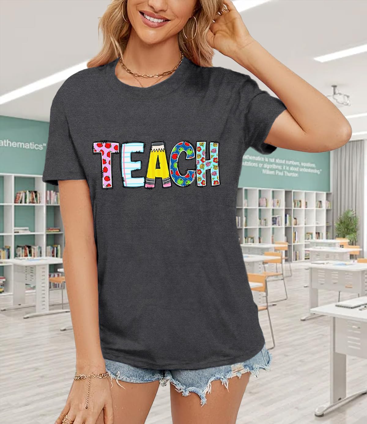 Teacher Shirts for Women Teach Teaching Tshirt Teacher Life Tee Tops - Image 2