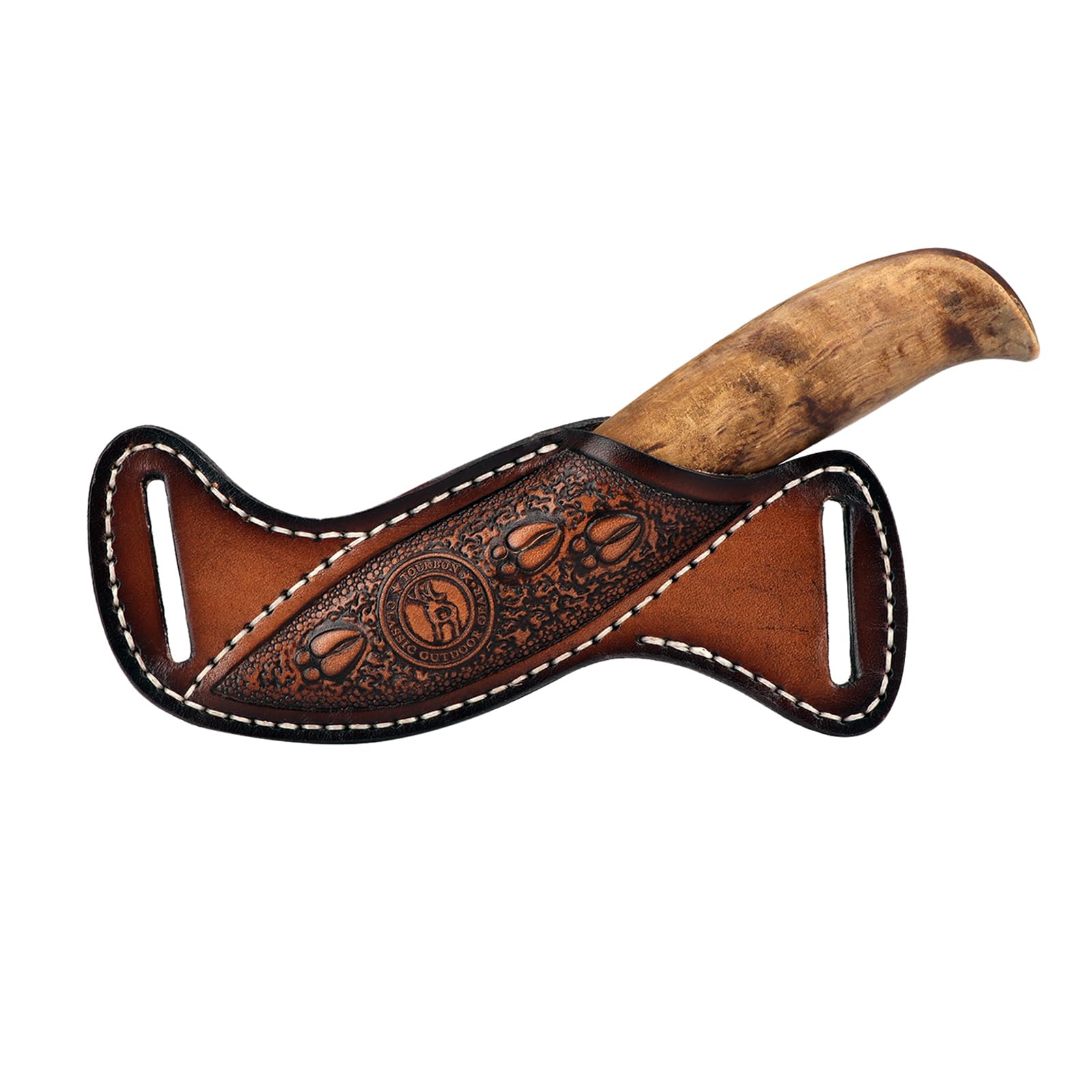 TOURBON Fourreau en cuir pour couteaux à lame fixe pour la ceinture, porte-couteau EDC, cadeau artisanal pour hommes