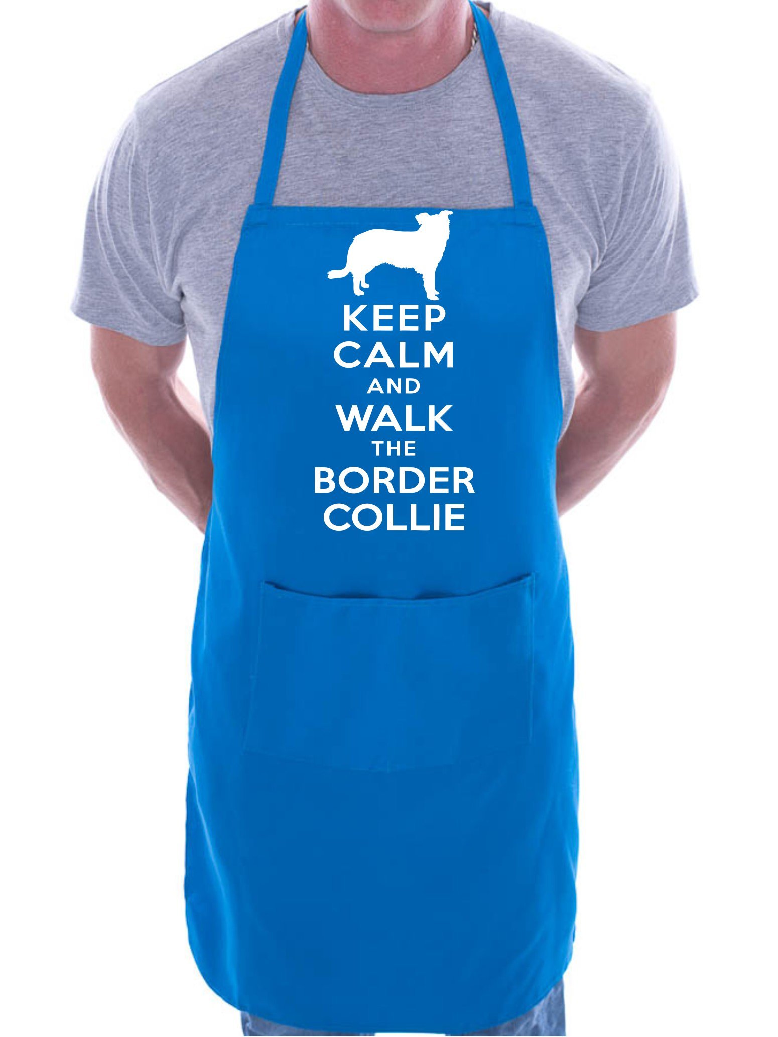 Print4U Keep Calm Walk The Border Collie Dog Lover BBQ Cooking Novelty Apron Blue