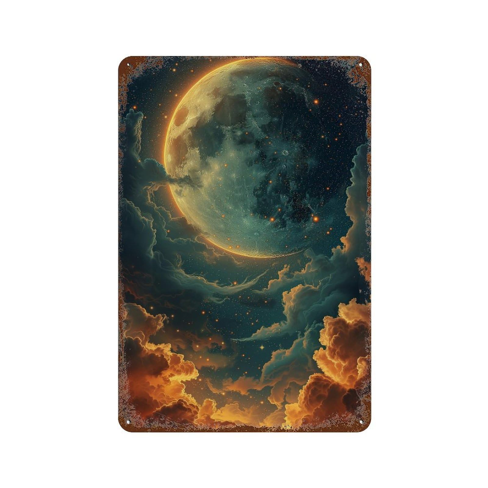 Garage Style Galactic Dreamscape -2 Aged Metal Wall Plaque 11.8"x7.9", Industrial Home Decor for Bar And Workshop