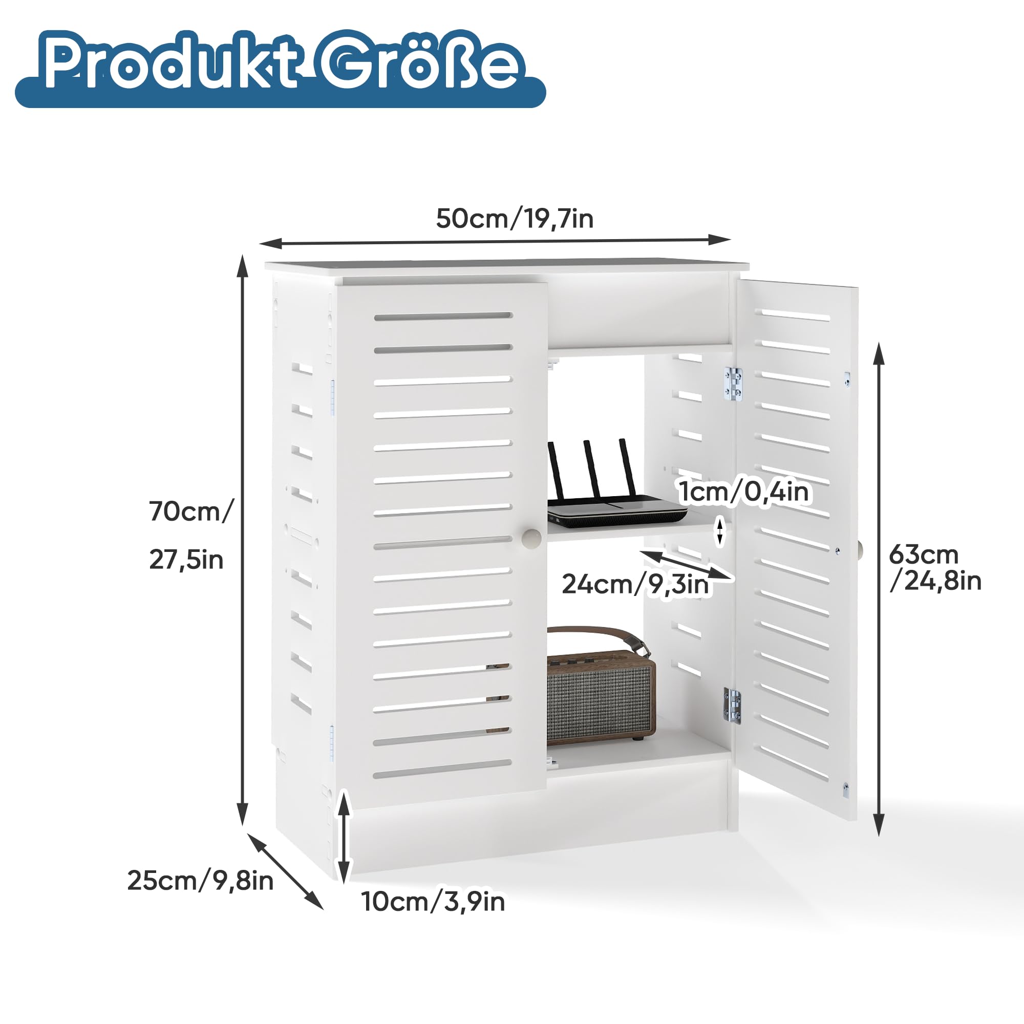 MYOYAY WLAN Router Aufbewahrungsschrank, Holz Platte Router Regalkastenschrank, Belüfteter Routerkasten, Modem Kabelmanagement Box, Router Abdeckung für Das Wohnzimmer Im Schlafzimmer Zu Hause