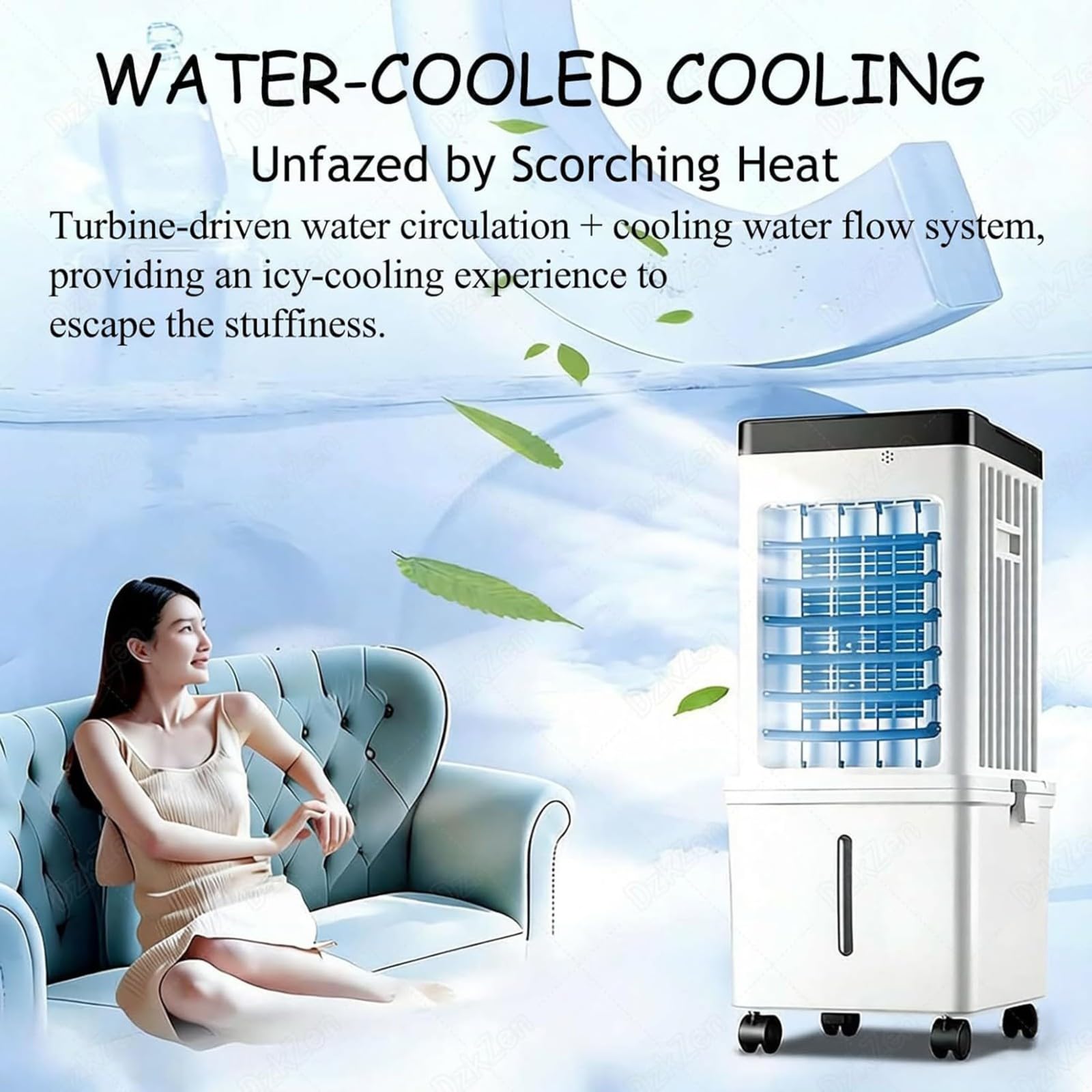 Ventilatore Umidificatore 3 In 1 Raffreddatore d'aria Portatile 60 Cm 15L 3 Velocità 3 Modalità Timer 7,5H Super Risparmio Energetico 4 Ruote Maniglia Condizionatore 'aria Senza Tubo 27*23*60cm