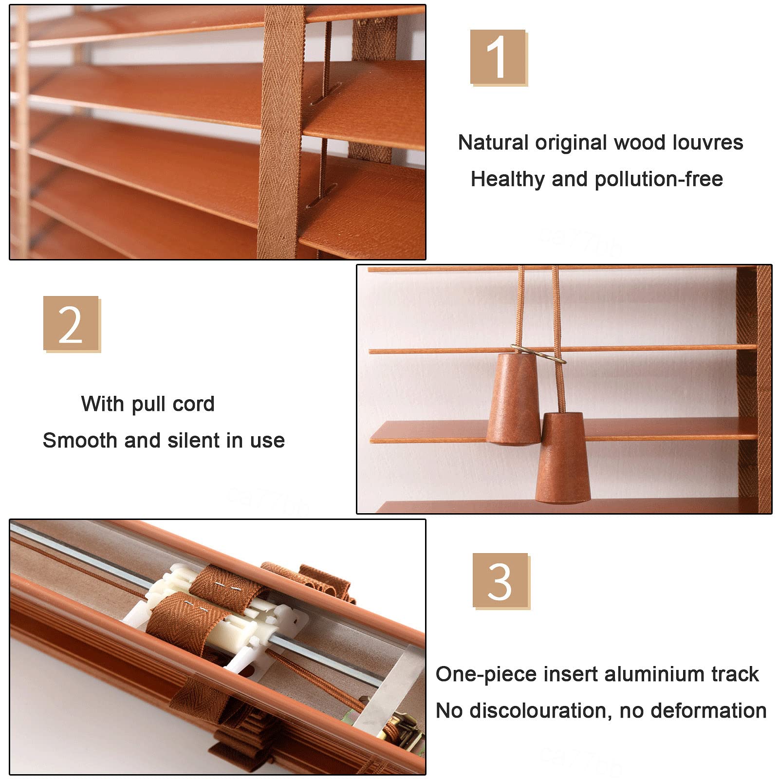 KGUDYS Wooden Venetian Blinds for Windows, Foldable Horizontal Blinds, Obscure Venetian Blinds, 50/60/80/90/110cm Venetian Blinds, Privacy Curtains,WxH-70x100cm/28x39in