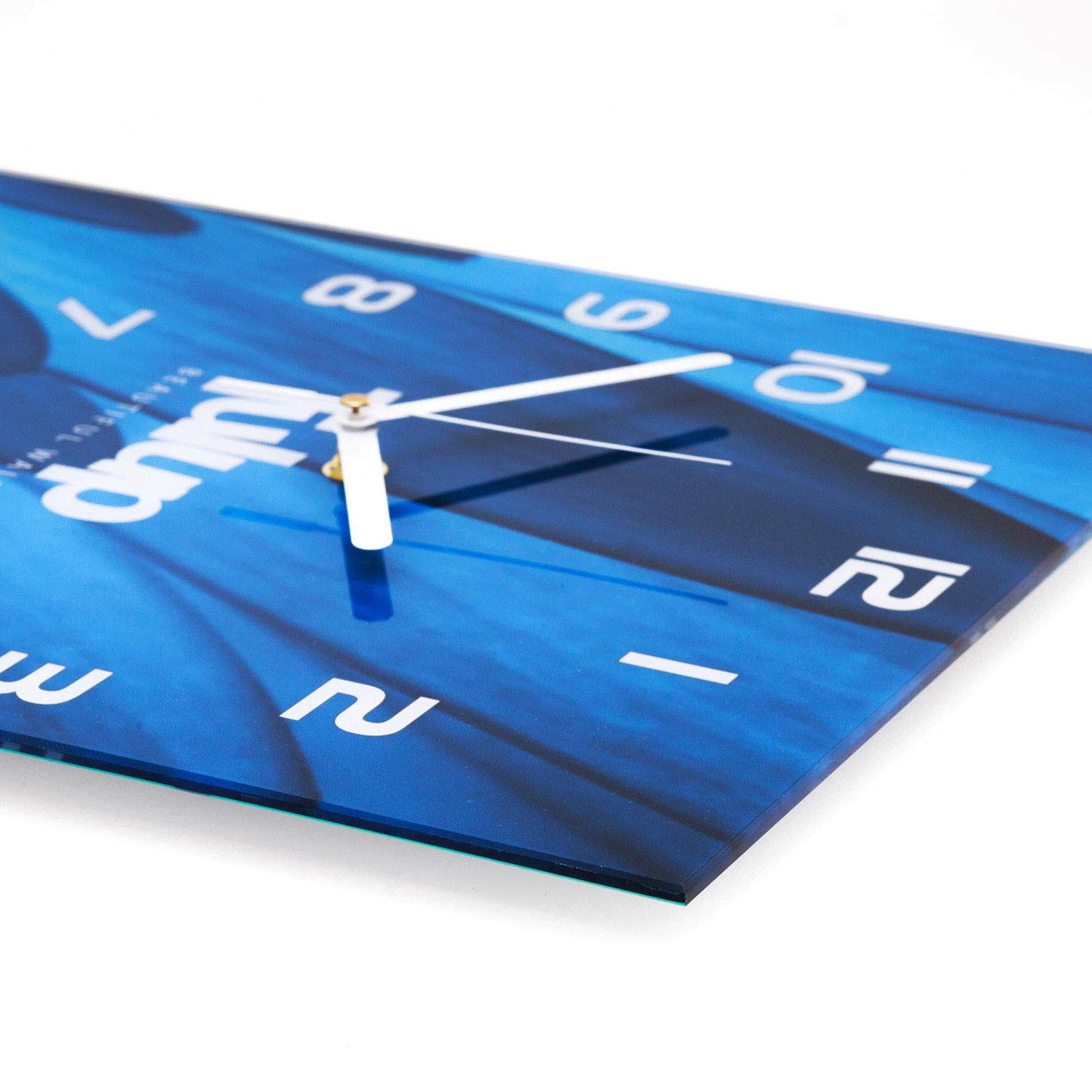 Tulup Glasuhr 30x60 cm - weißen Zeigern - Wanduhr Wandkunst Bild Gehärtetem Glas Uhr Echtglas Küche Wohnzimmer - EIS in der Waffel