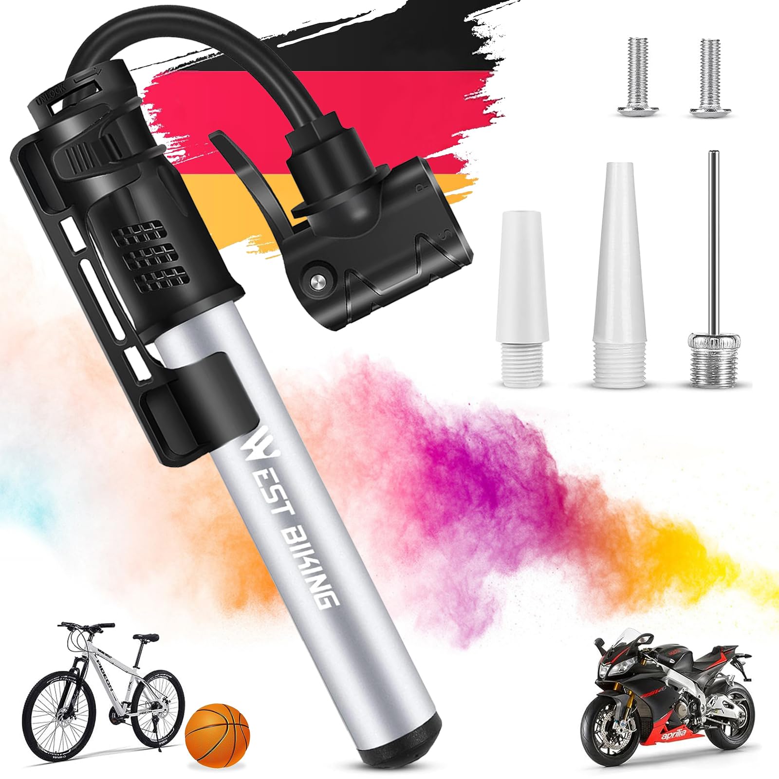 Mini pompa ad aria per bicicletta, piccola pompa per bicicletta, adatta a valvole Presta e Schrader, pompa da telaio ad alta pressione, compatta e leggera, per bici da corsa, mountain bike