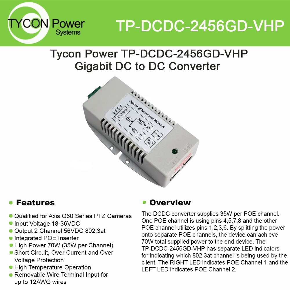 Tycon Systems Inc TP-DCDC-2456GD-VHP 18-36vdc In 56vdc Out 70w Dc Converter