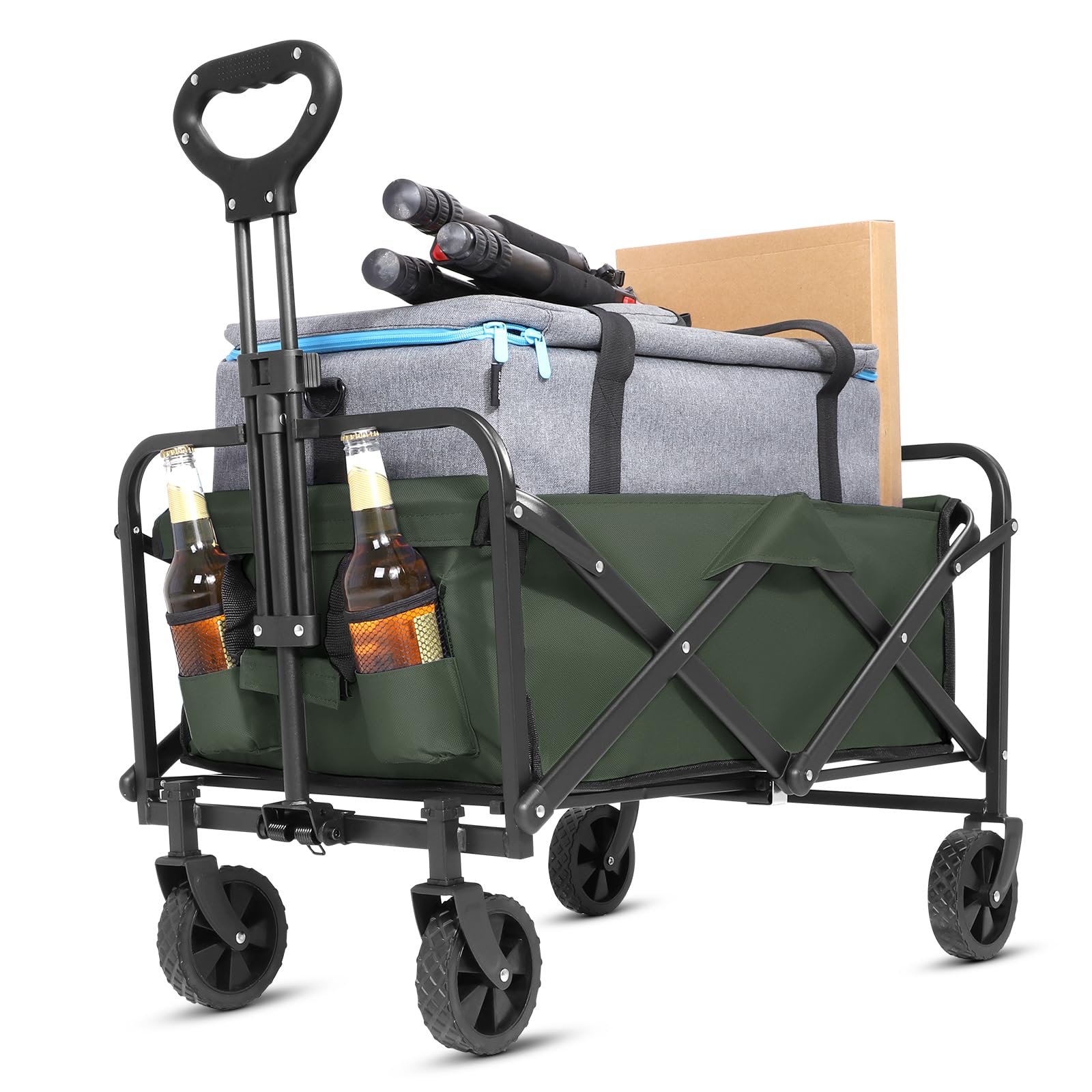 ZOMEYLPO Collapsible Wagon,Wagons Carts Foldable with Wheels,Folding Utility Grocery Cart for Sand Camping Sports Shopping Outdoor