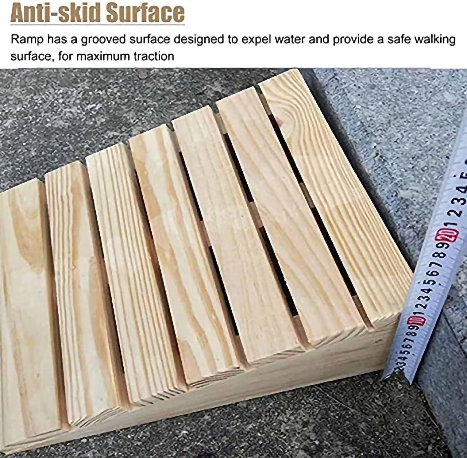 Rampa de entrada de madera portátil, superficie antideslizante resistente para puertas, rampa de movilidad de madera maciza para silla de ruedas, scooter, bicicleta