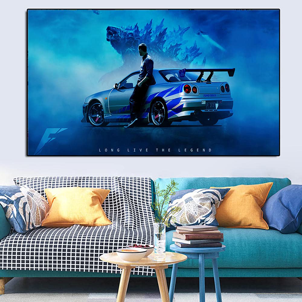 Produktbild von JDM Nissan Skyline GTR R34 Cooles Auto Sport Rennwagen Poster Leinwand Poster Schlafzimmer Dekor Sportlandschaft Raumdekoration