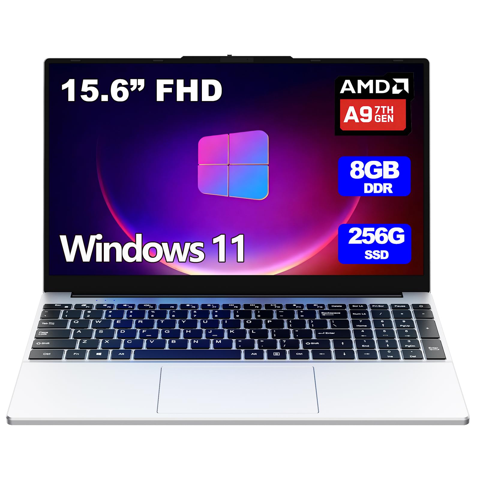 15.6-inch laptop,8GB DDR 256GB SSD expandable to 1TB,portable laptop computer, AMD CPU up to 3.2 GHz, Numeric Keypad,10000mAh battery,USB3.0 interface,WiFi5,BT4.2, webcam, Type-C,Numpad,slim laptops